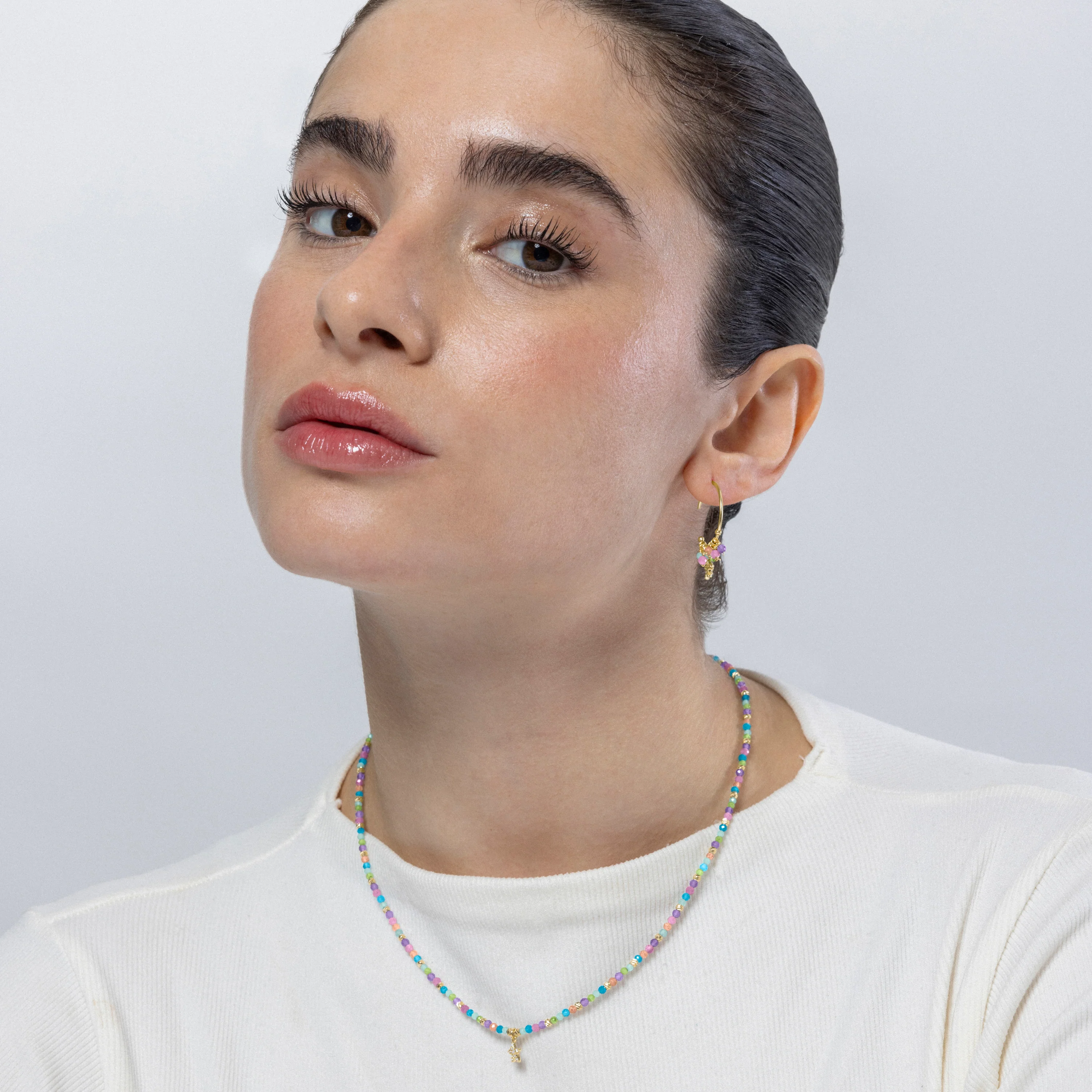 Pendientes de Plata de Ley 925 y Cristal Multicolor acabados en oro amarillo 18K - Estrella - Image 4