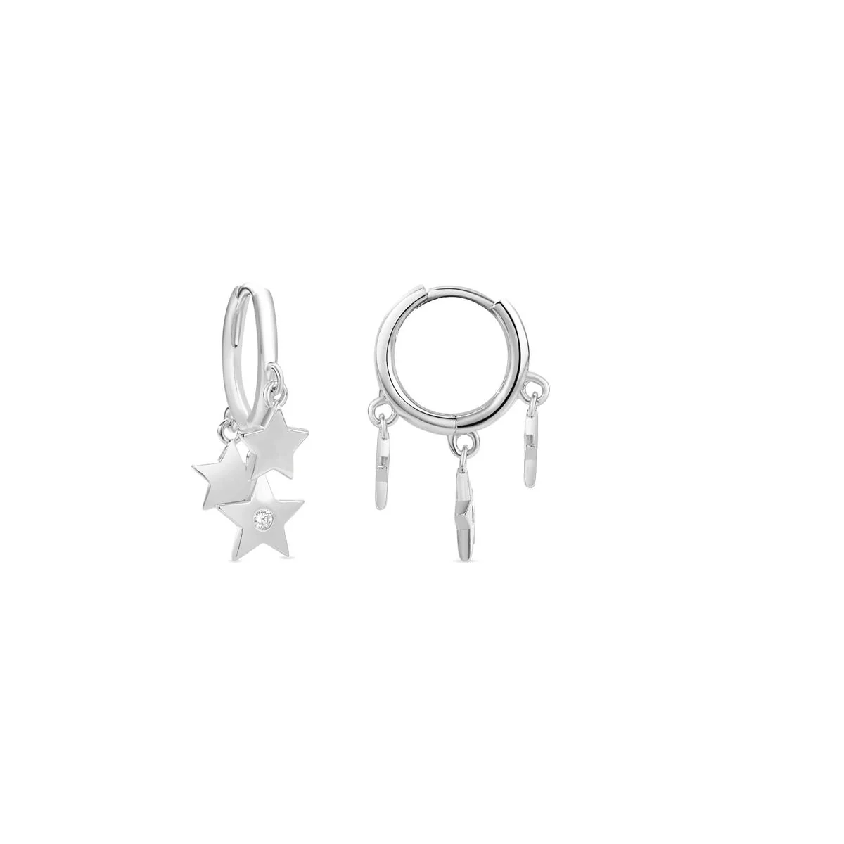 Pendientes Estrella acabado en rodio - Estrella BLANCO