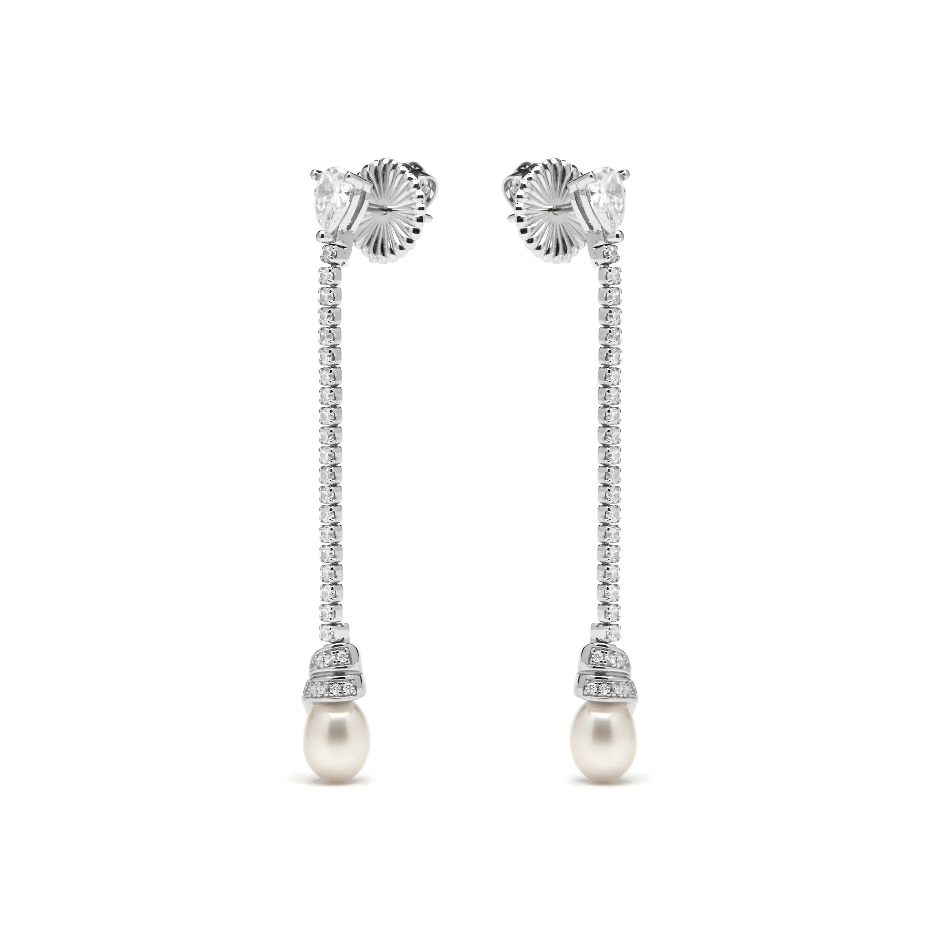 Pendientes de Plata de Ley 925 y Perla Blanca acabado rodio - Darze - Image 3