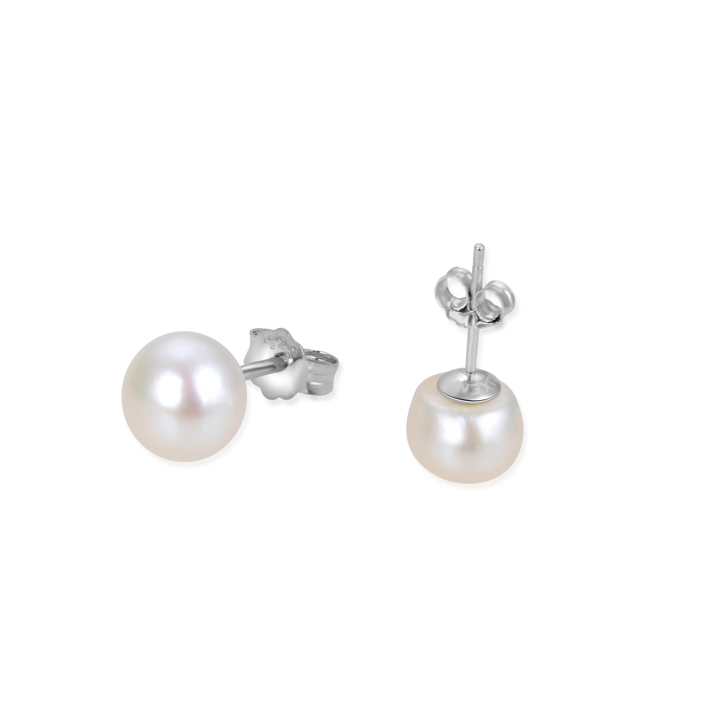 Pendientes de Plata de Ley 925 de 8mm con Perla Blanca acabados en rodio - Básico - Image 5