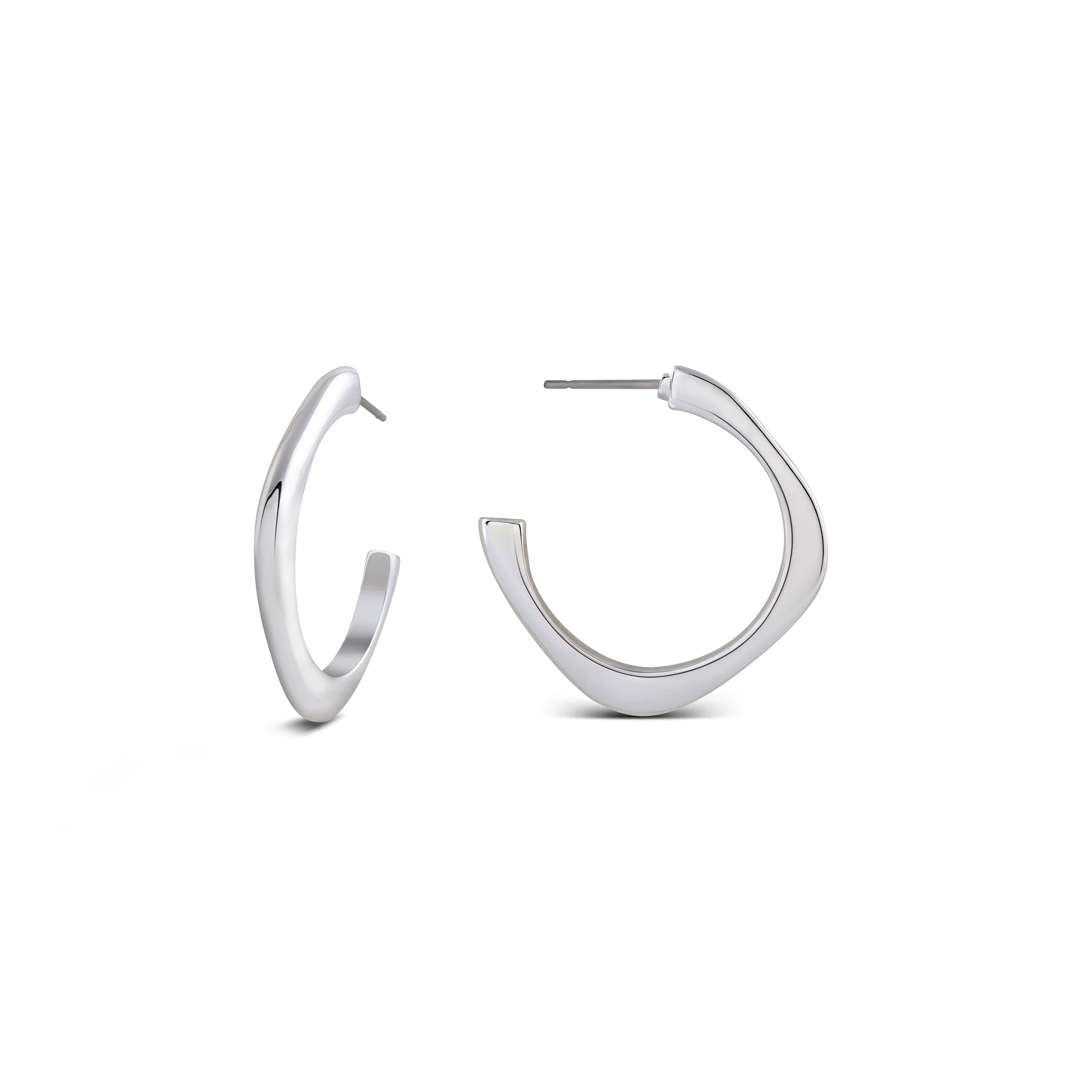 Pendientes de 20mm de diámetro acabados en rodio - Evly