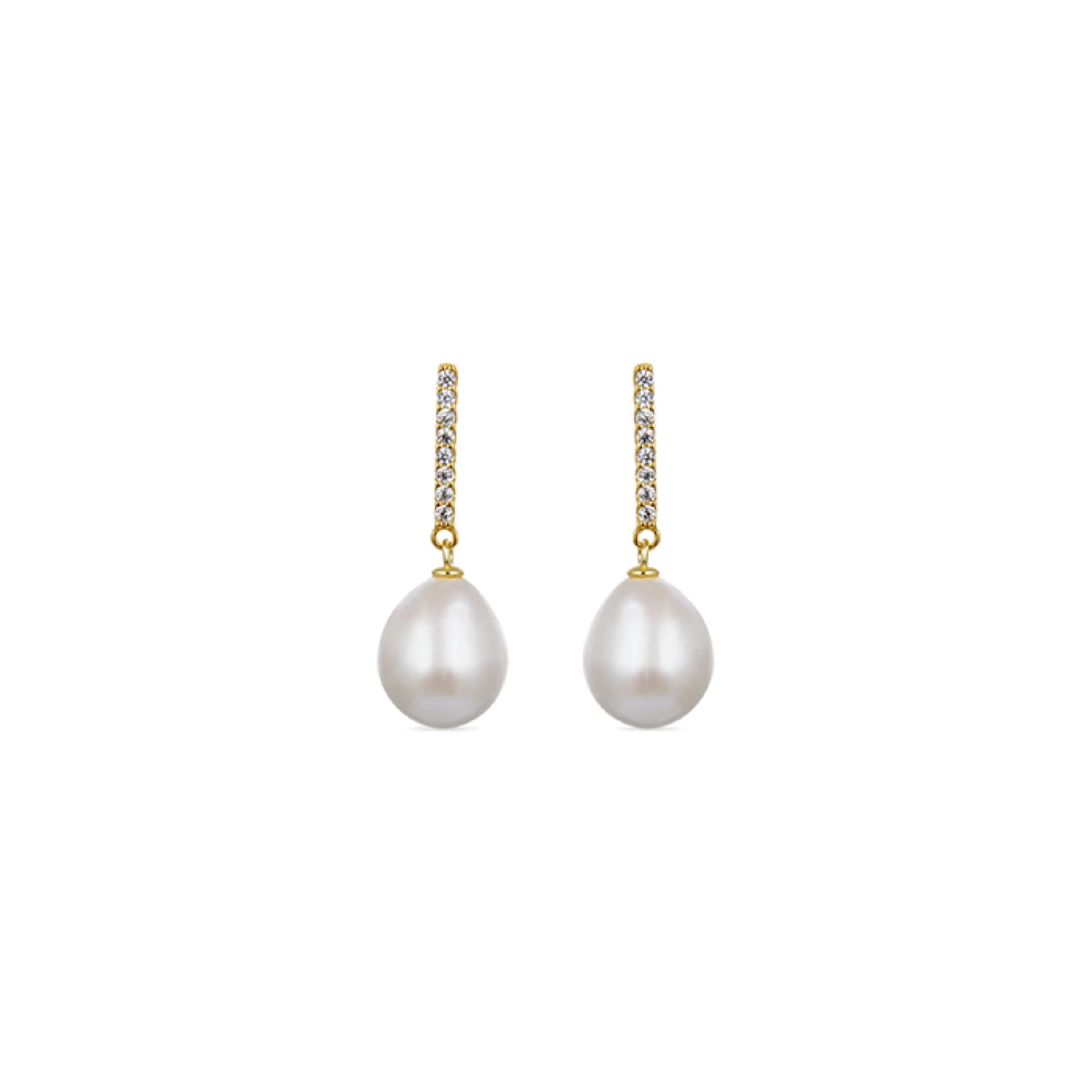 Pendientes de Plata de Ley 925 con Perla Blanca acabados en oro amarillo de 18K - Nolshu