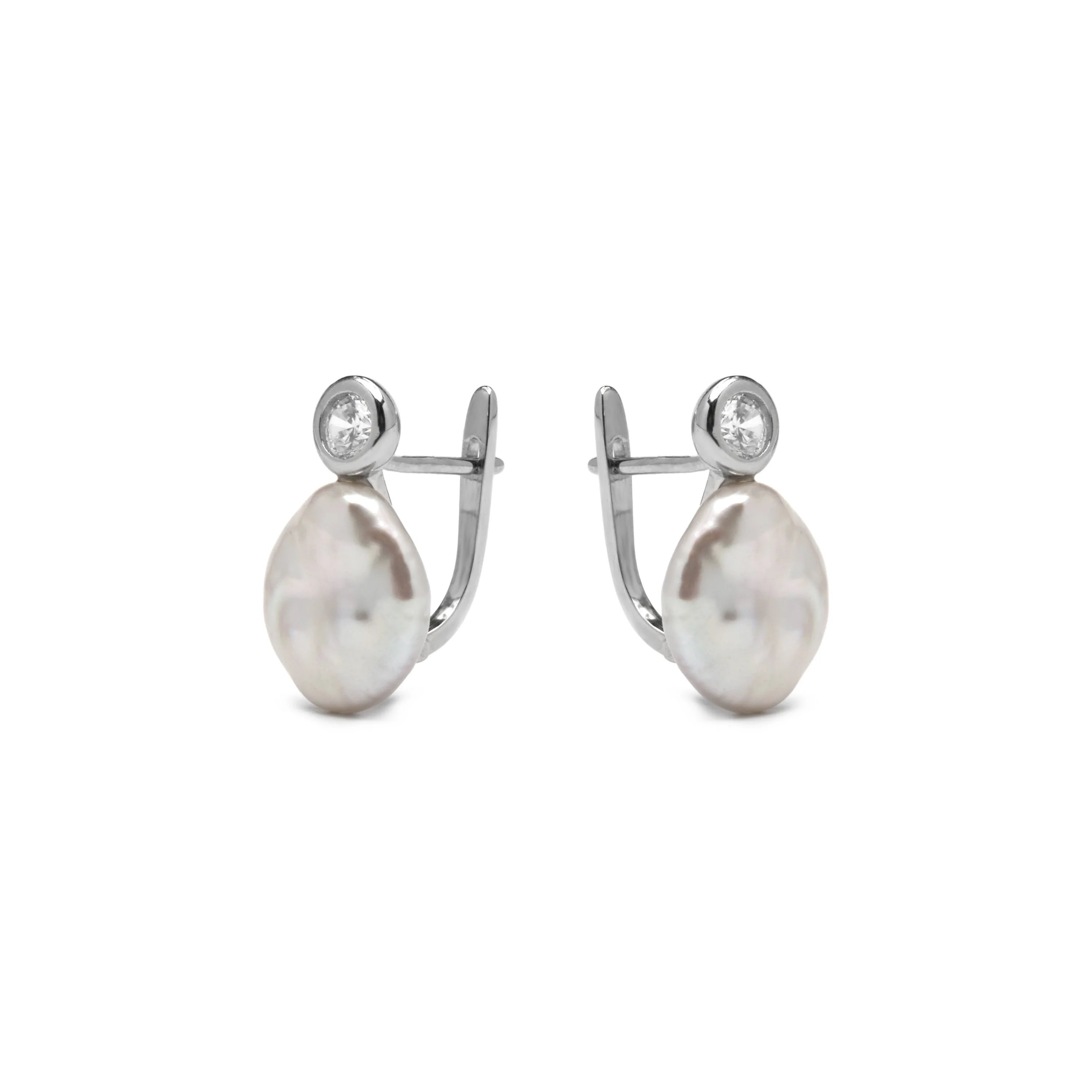 Pendientes de Plata de Ley 925 y Perla Blanca acabado rodio - Rasgrim - Image 3