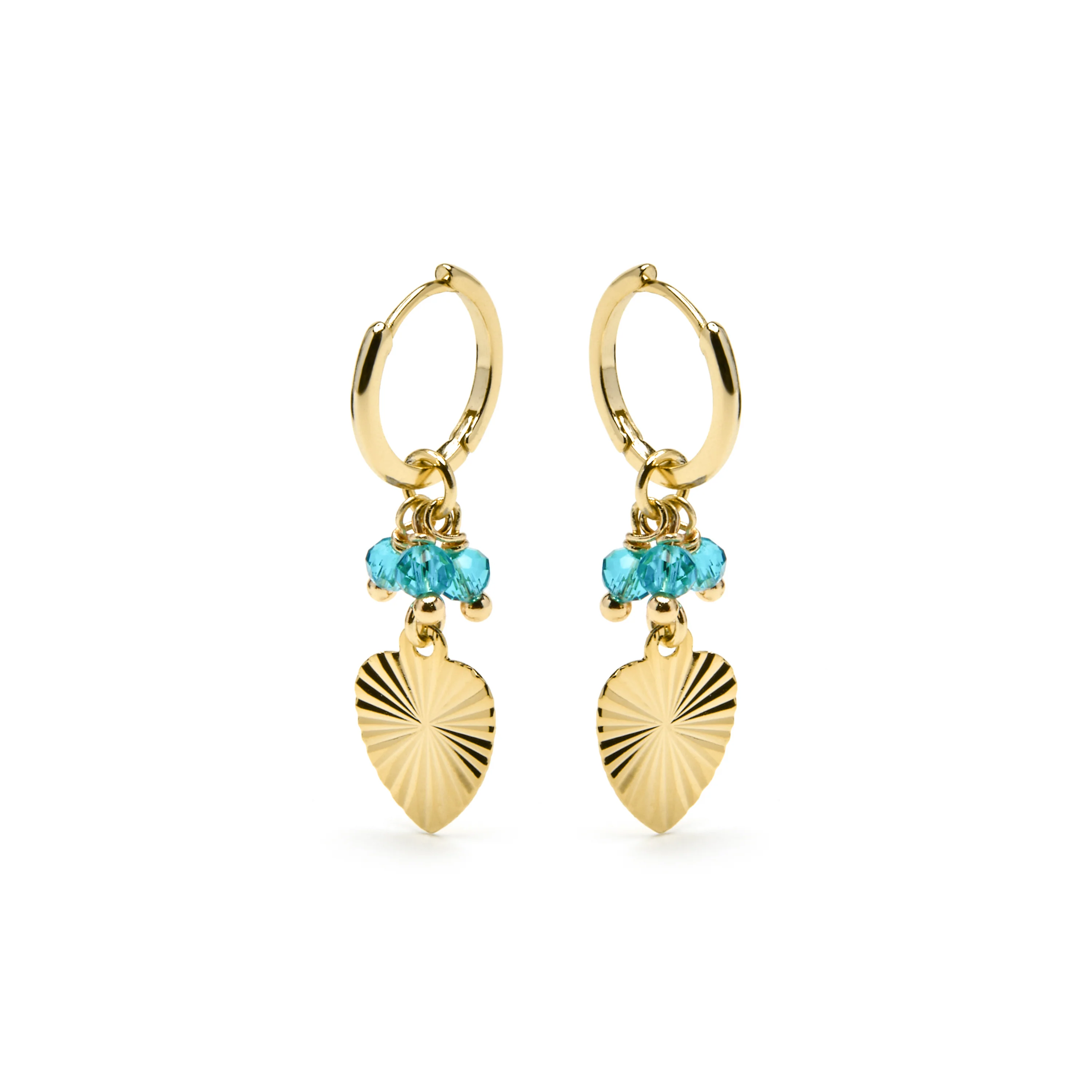 Pendientes de Plata de Ley 925 y Cristal Verde acabado oro amarillo de 18k - Sopu - Image 3