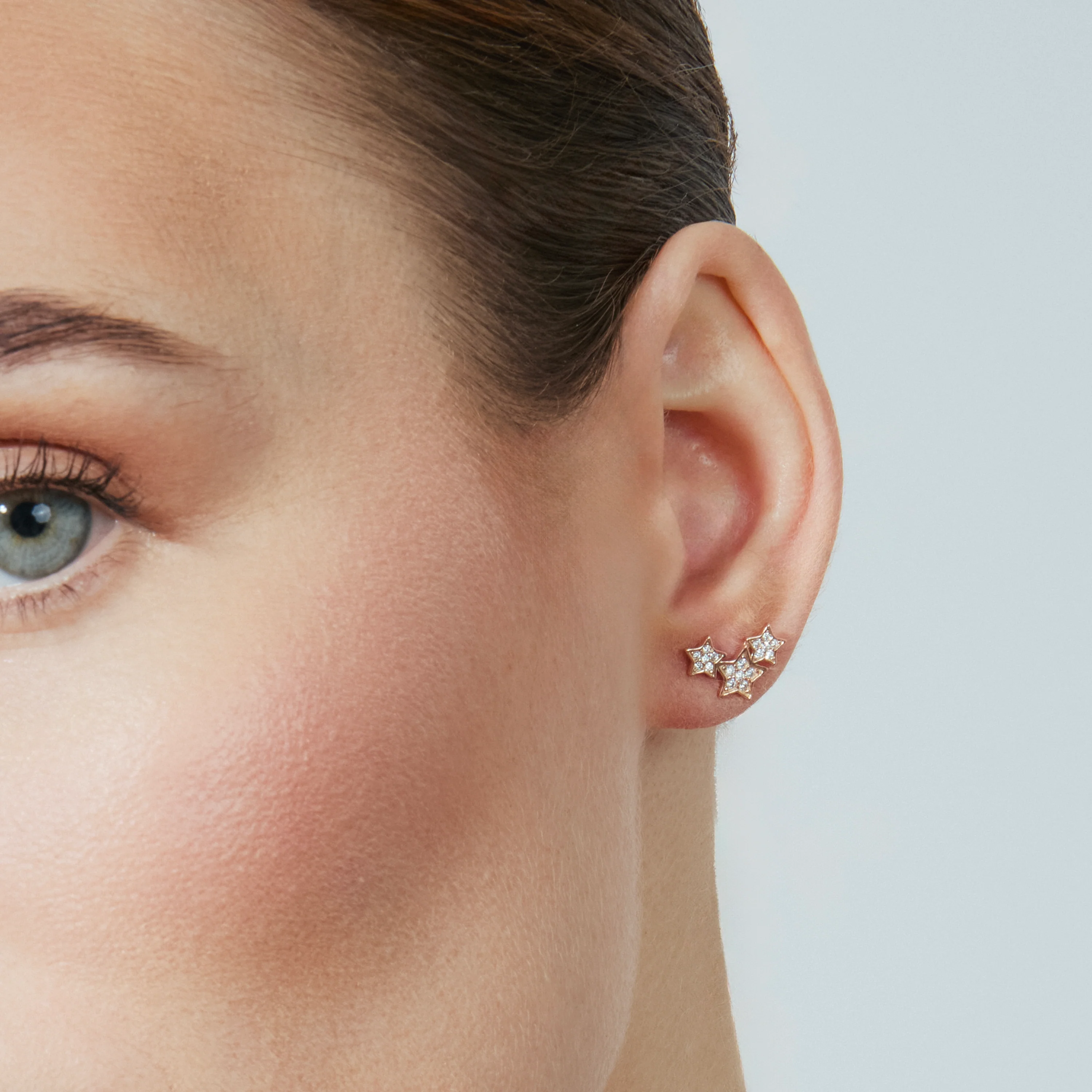 Pendientes de Plata de Ley 925 con Circonita Brillante acabados en oro rosa 18K - Familia - Image 3