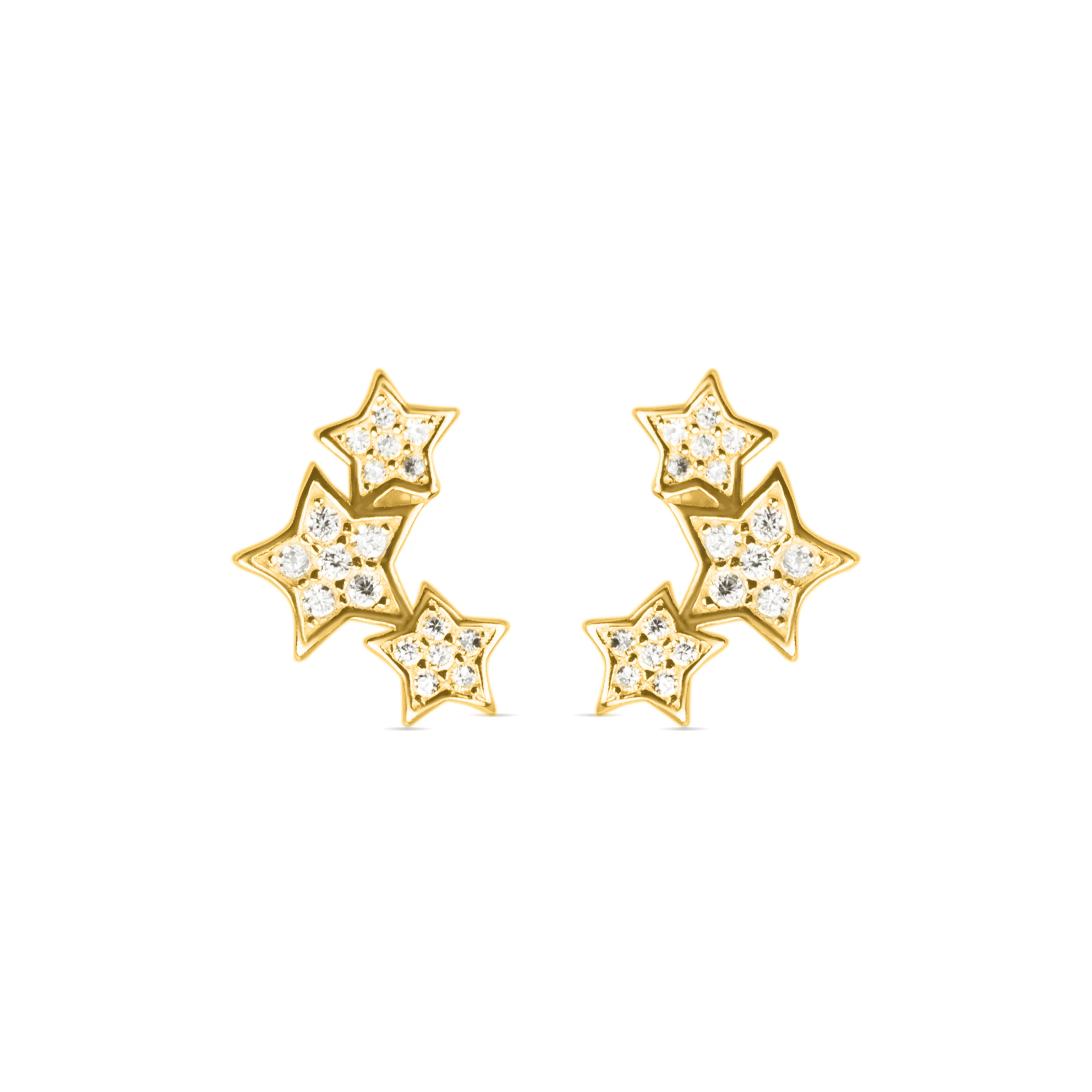 Pendientes de Plata de Ley 925 con Circonita Brillante acabados en oro amarillo 18K - Familia