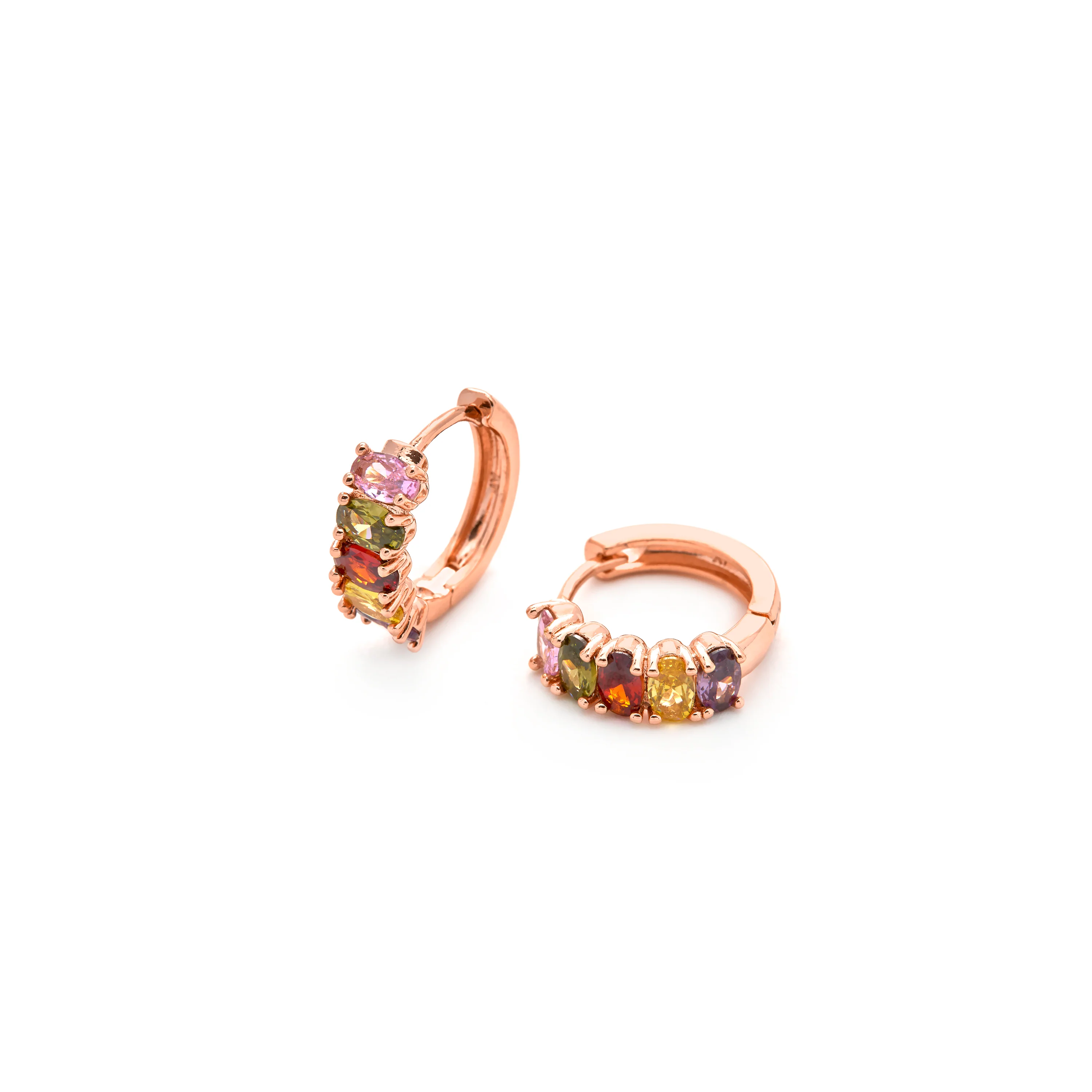 Pendientes de Circonita Multicolor acabado en oro amarillo de 18k - Fimiw - Image 3