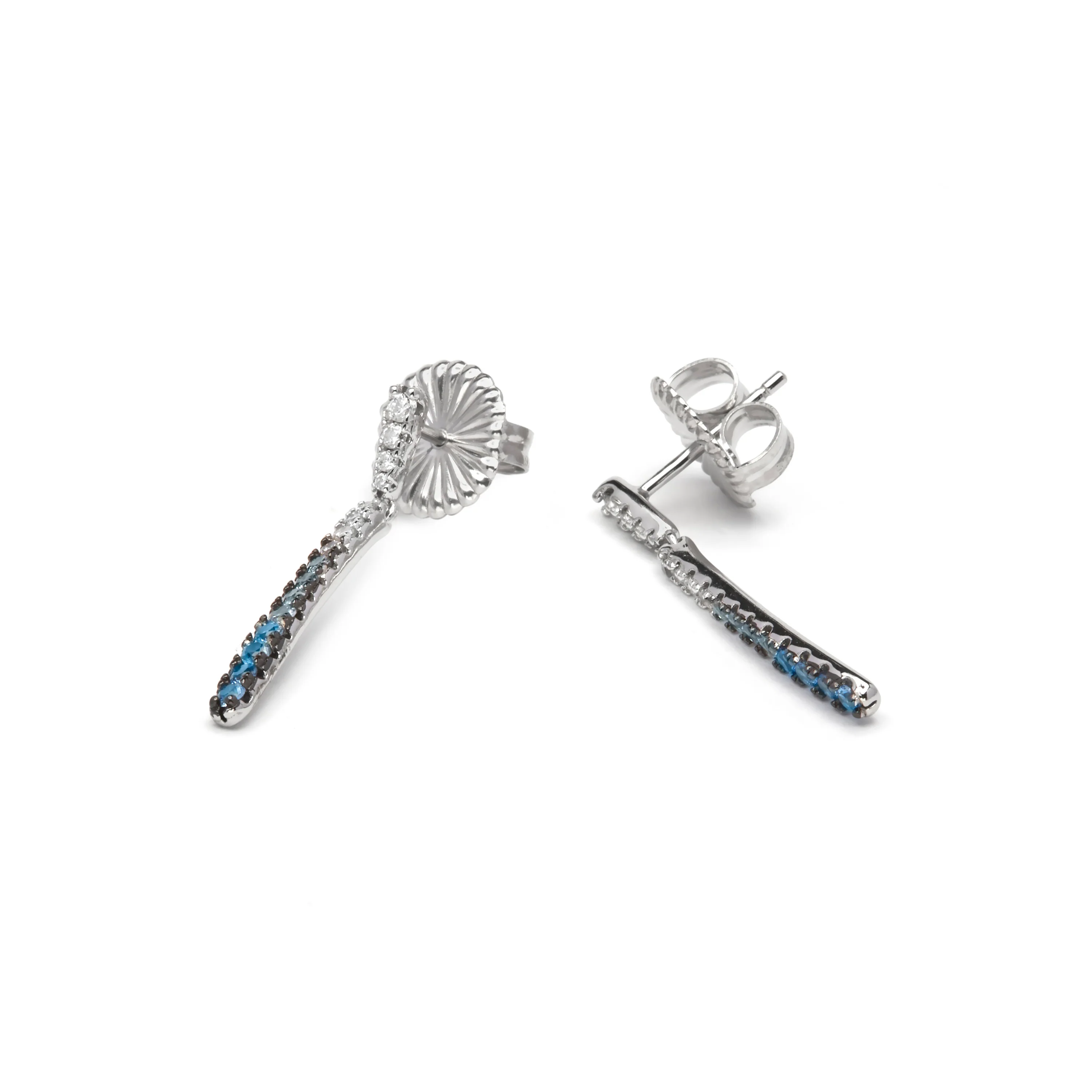 Pendientes de Plata de Ley 925 y Circonita Zafiro acabado en rodio - Finsha - Image 5
