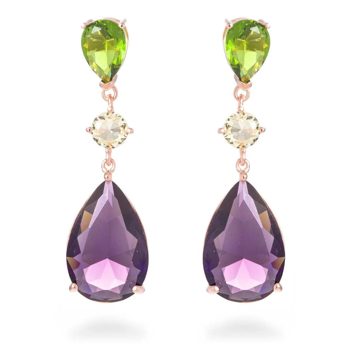 Pendientes Fisher Plata, Oro R. y Morado /Verde CH - Fisher MULTICOLOR