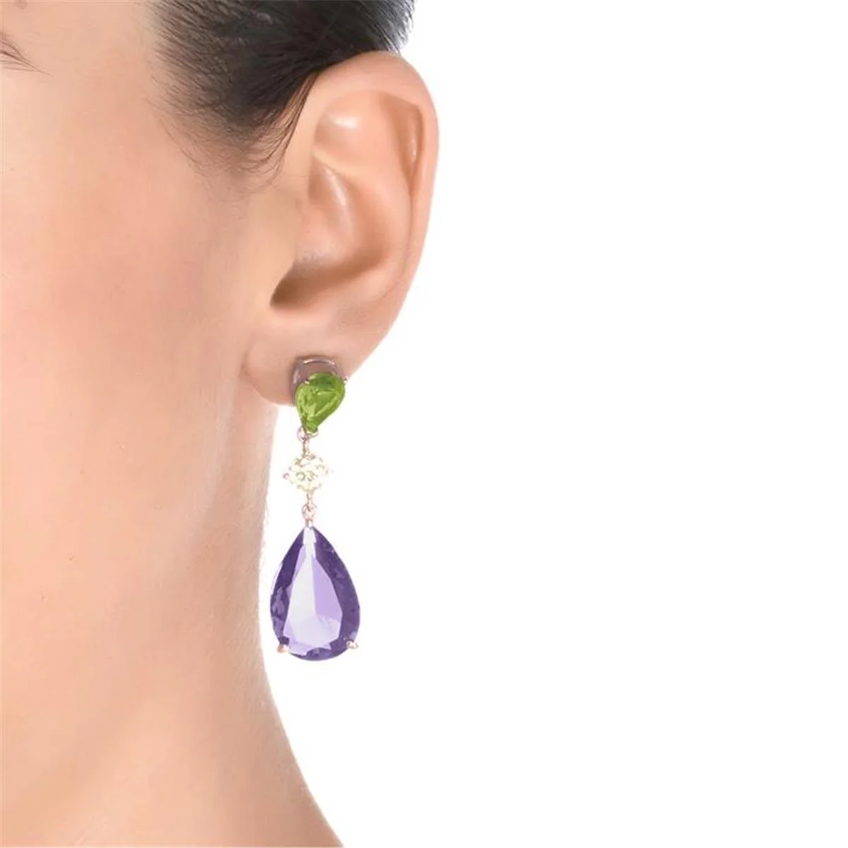 Pendientes Fisher Plata, Oro R. y Morado /Verde CH - Fisher MULTICOLOR - Image 2