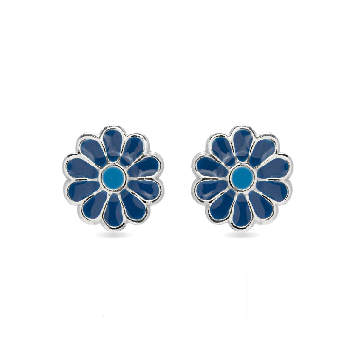 Pendientes Flor Plata De Ley 925 - Flor MULTICOLOR