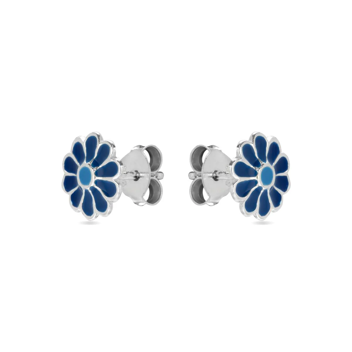 Pendientes Flor Plata De Ley 925 - Flor MULTICOLOR - Image 2