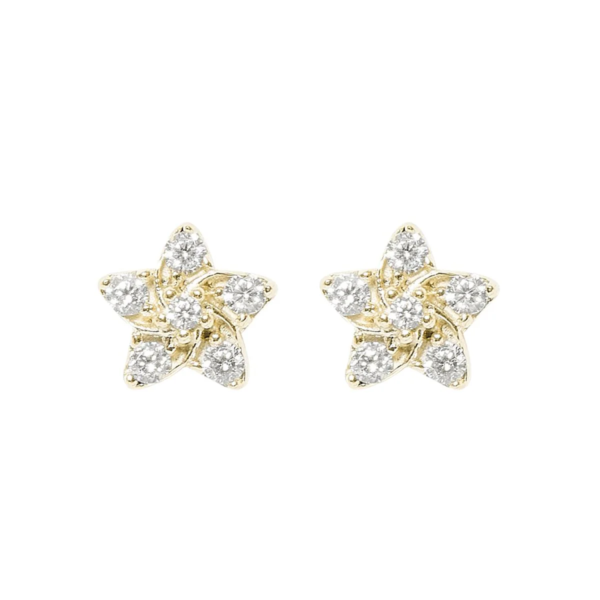 Pendientes Flower oro de ley de 18k y diamantes - Flower BLANCO