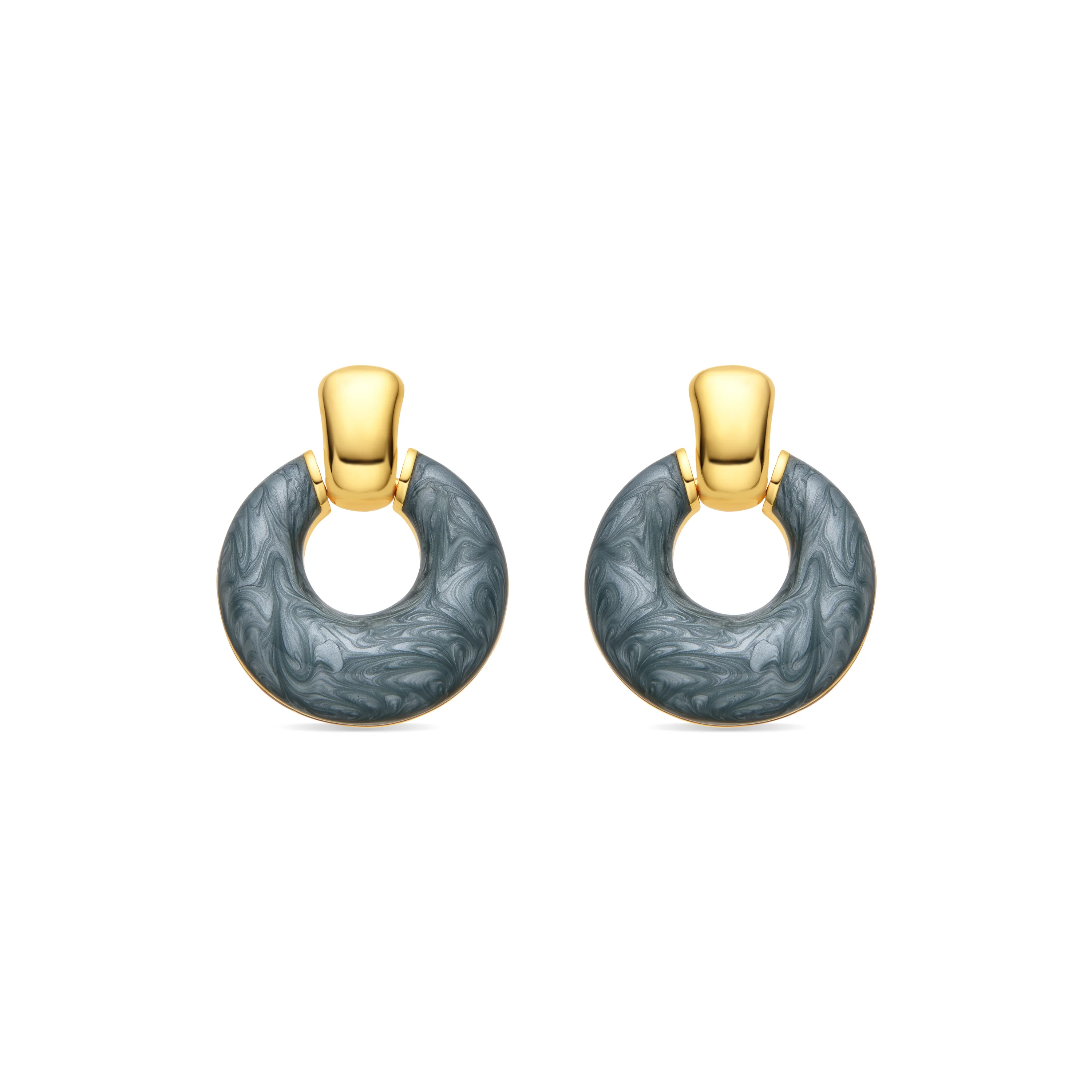 Pendientes con Lacado Azul acabado oro 18k - Fores