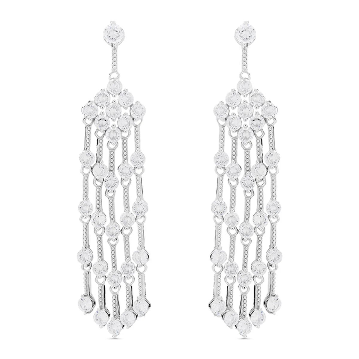 Pendientes Fortinli  plata y circonita brillante - Fortinli BLANCO