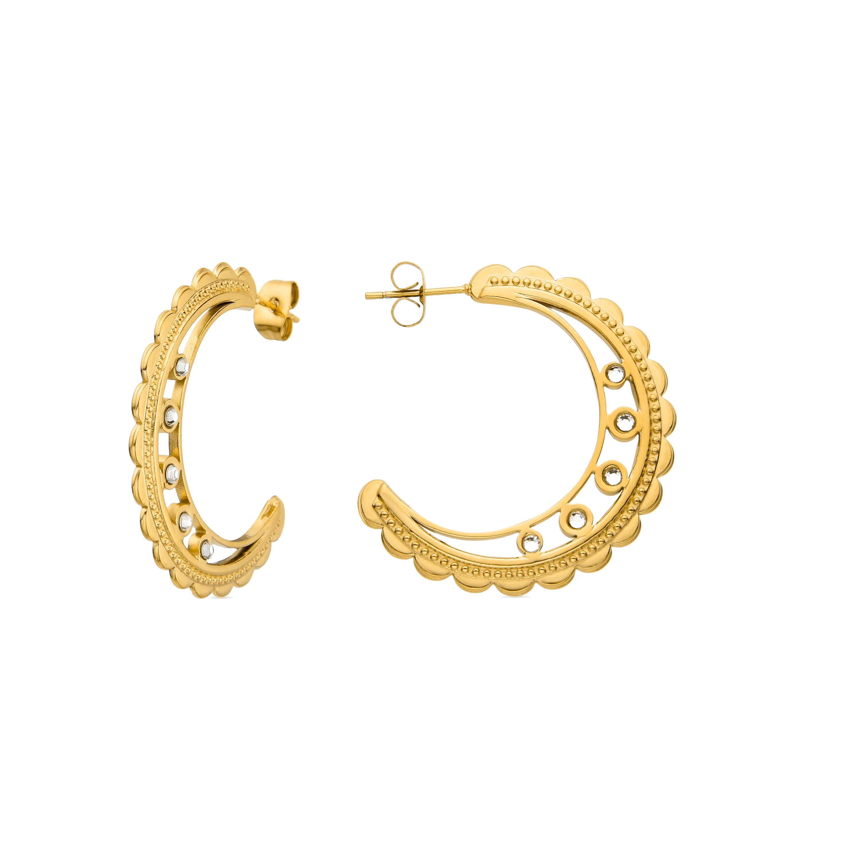 Pendientes de Circonita Brillante acabados en oro amarillo 18K- Fuduk