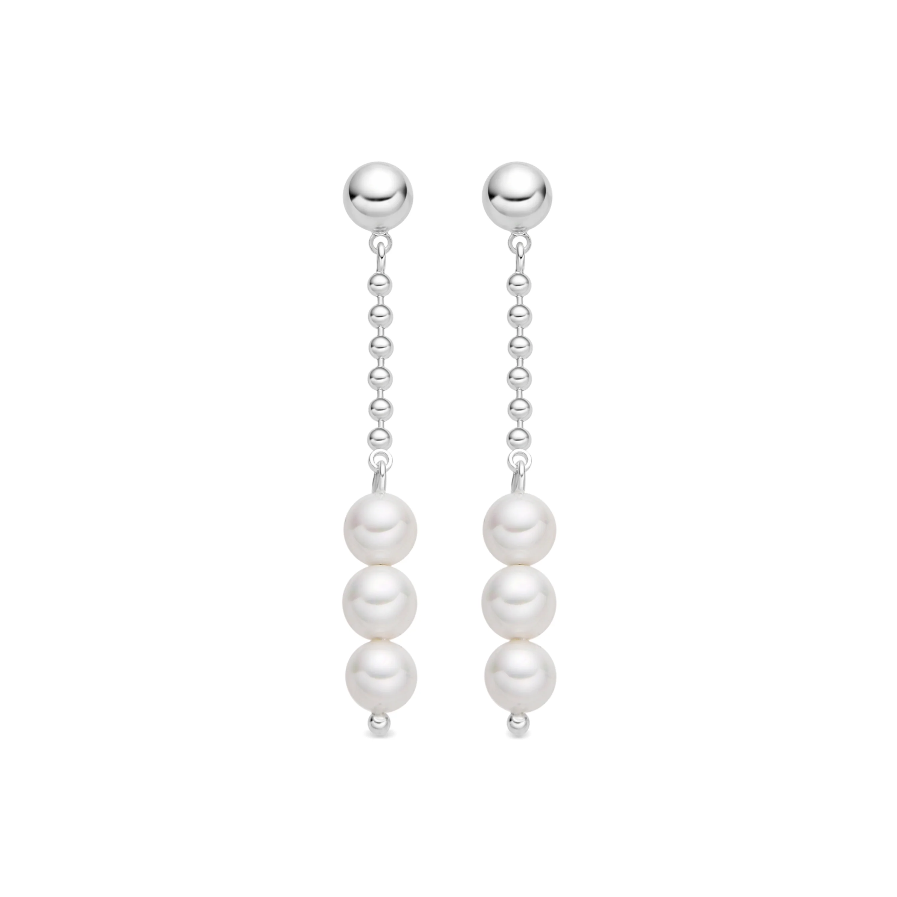 Pendientes con Perla Blanca acabado plata - Galdin
