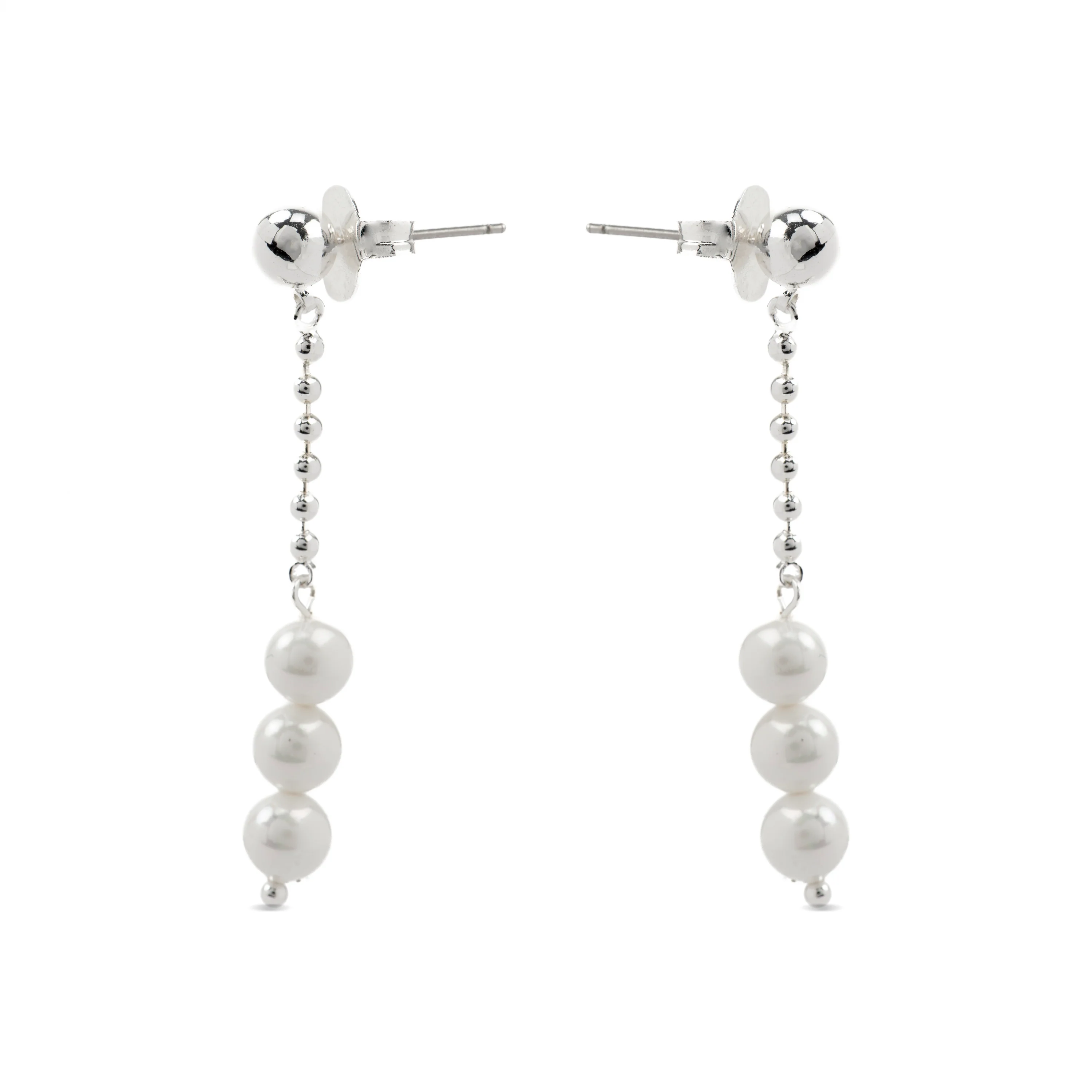 Pendientes con Perla Blanca acabado plata - Galdin - Image 3