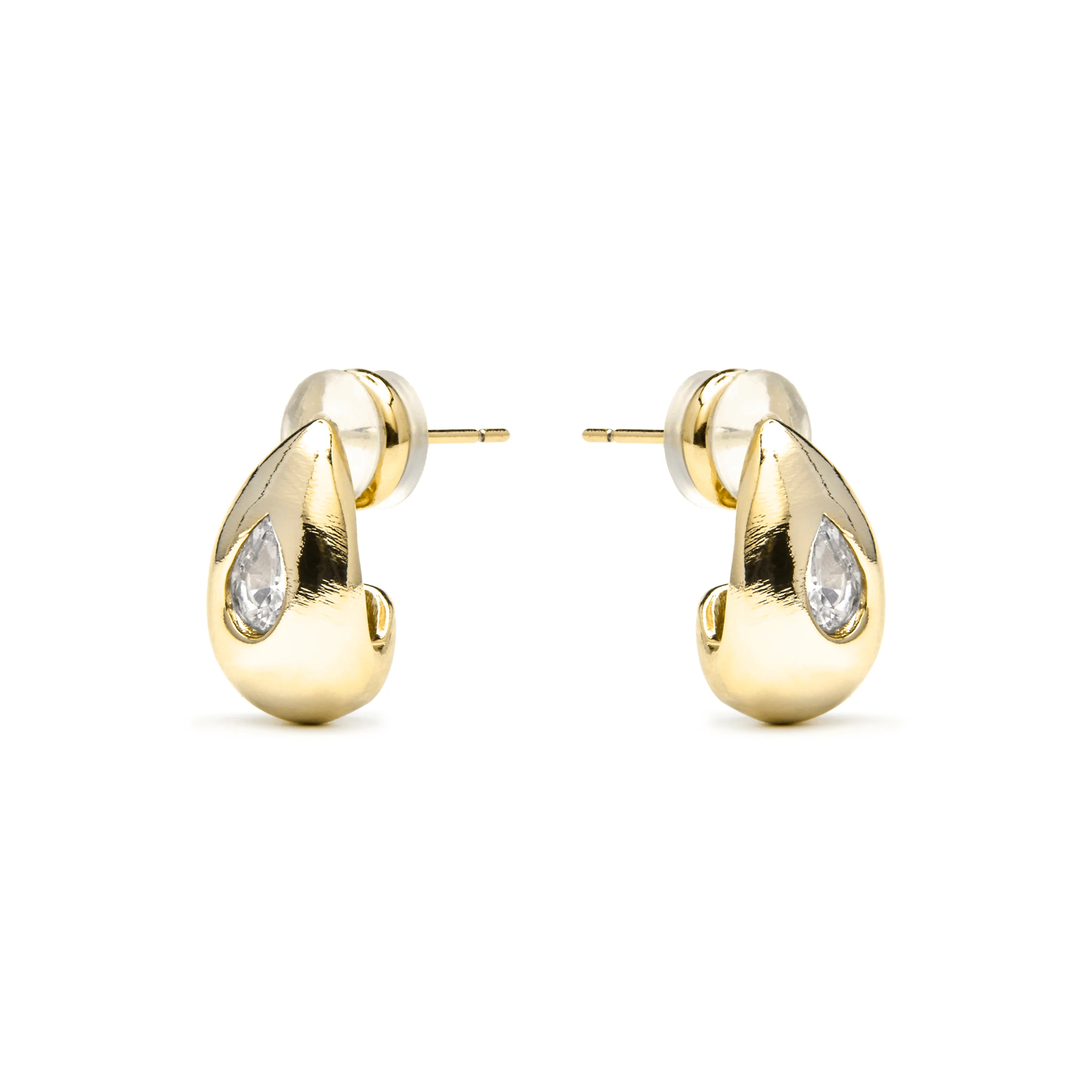 Pendientes acabado oro amarillo de 18k y Circonita Brillante - Garai - Image 3