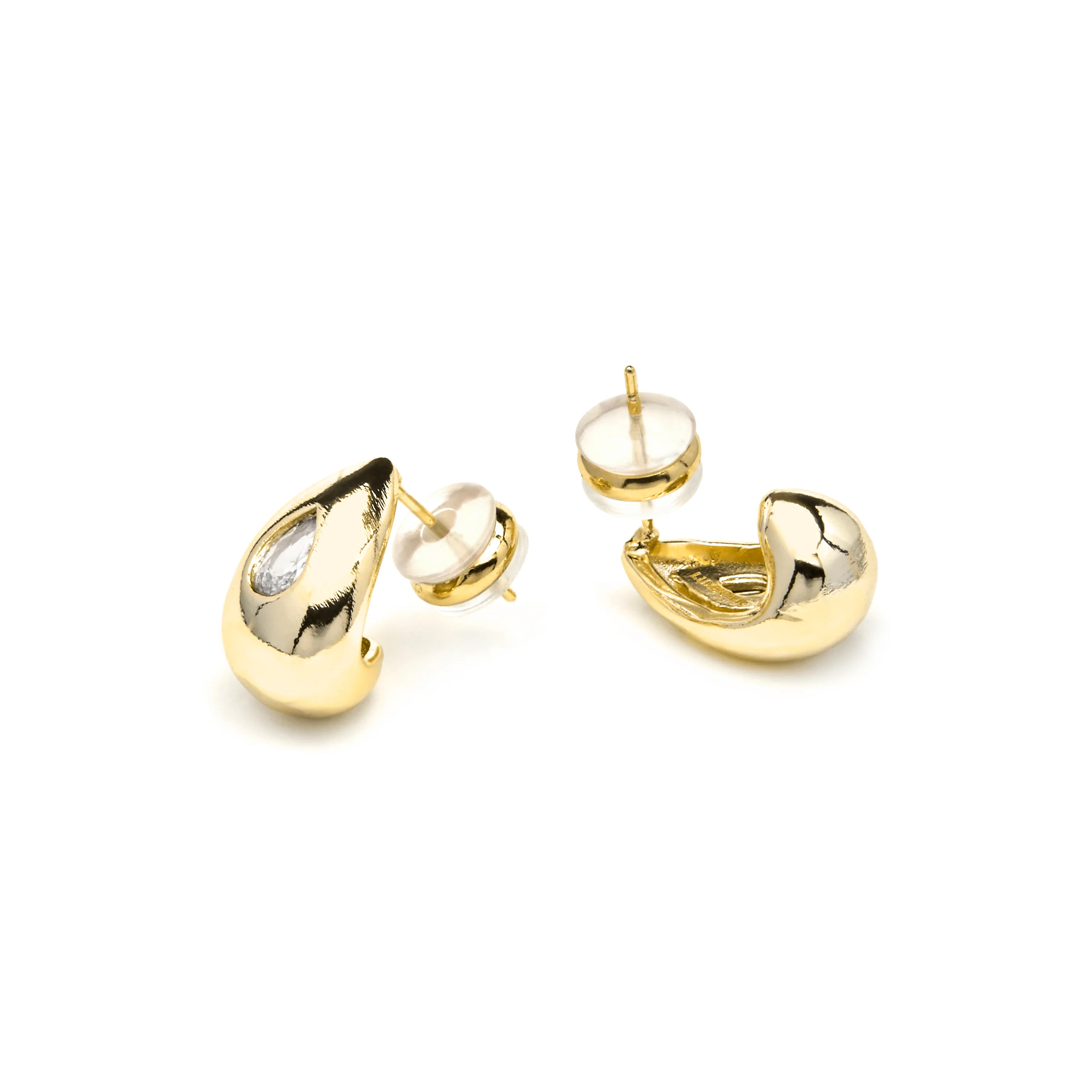 Pendientes acabado oro amarillo de 18k y Circonita Brillante - Garai - Image 4