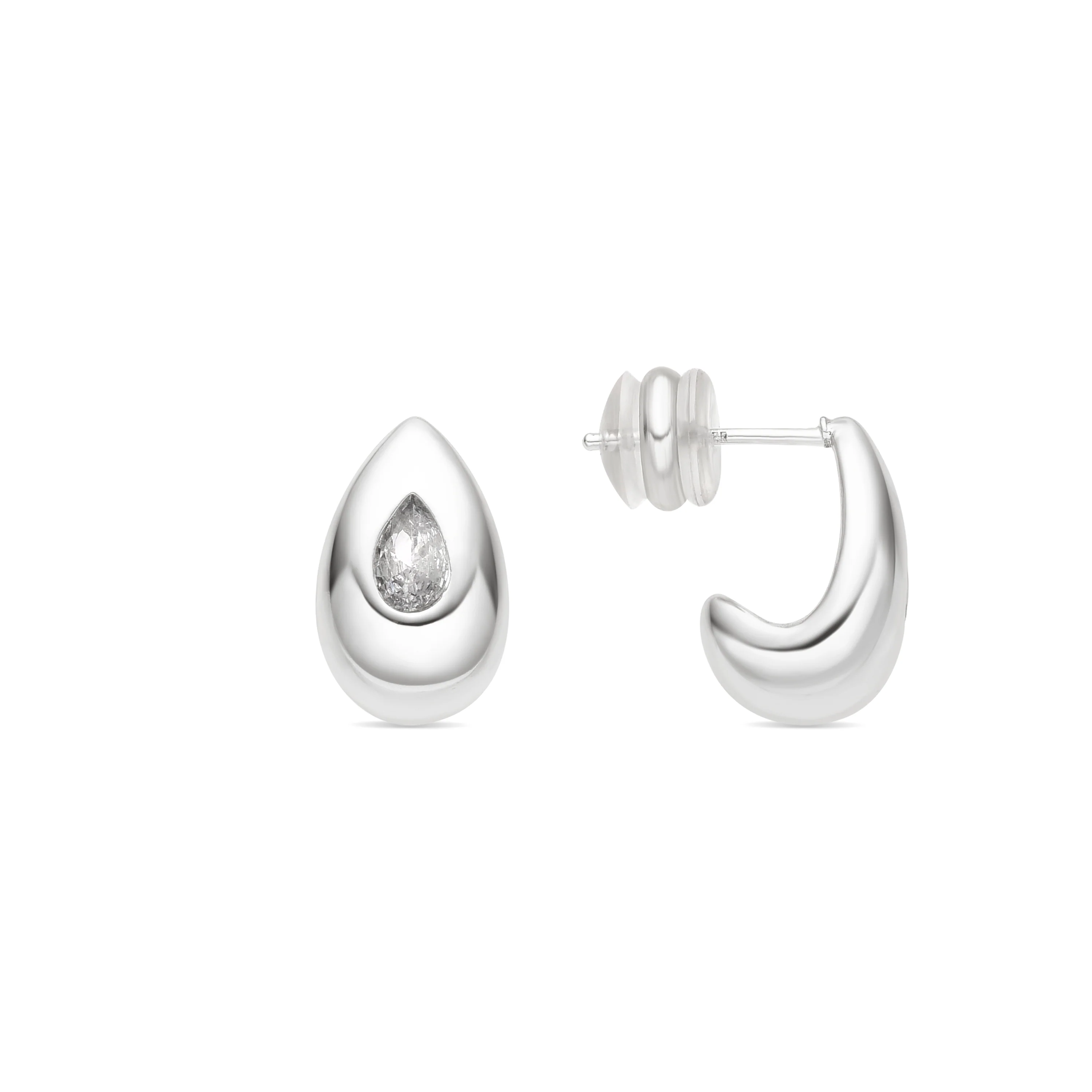 Pendientes acabado plata y Circonita Brillante - Garai