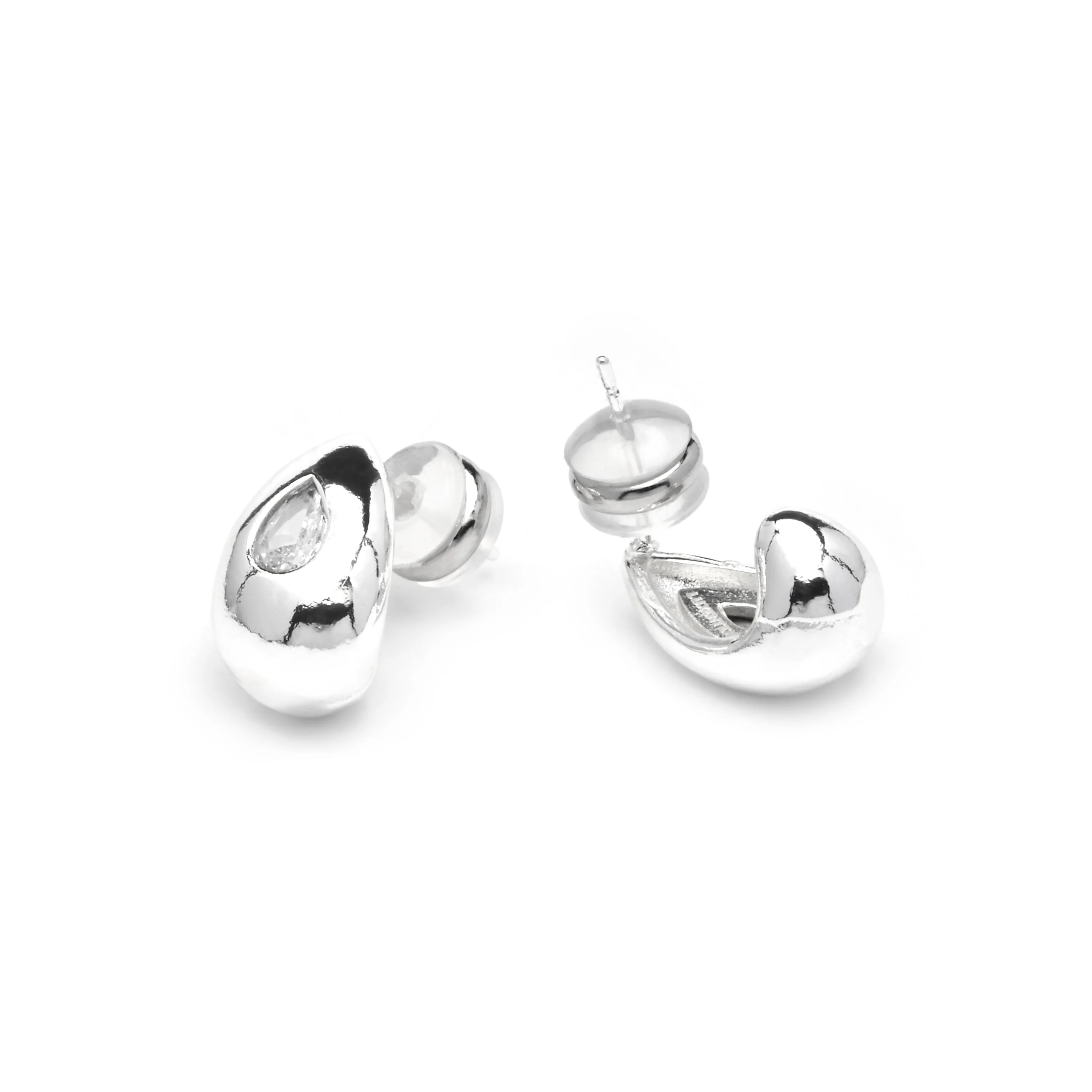 Pendientes acabado plata y Circonita Brillante - Garai - Image 4