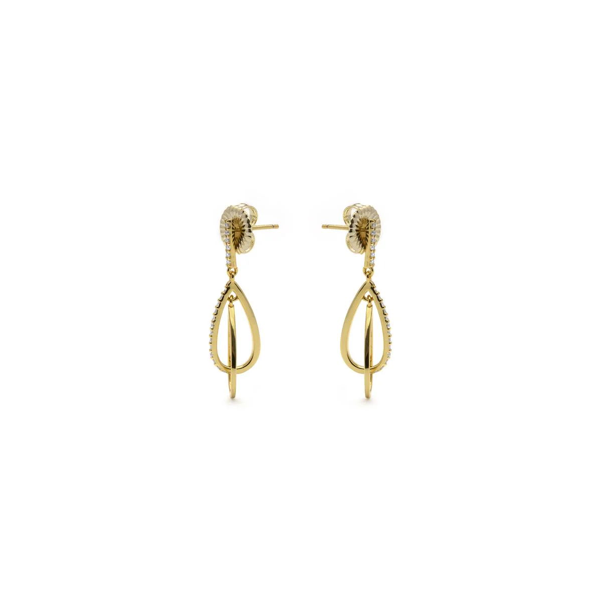Pendientes de Plata de Ley 925 y Circonita Brillante acabado en oro amarillo - Garfu - Image 3