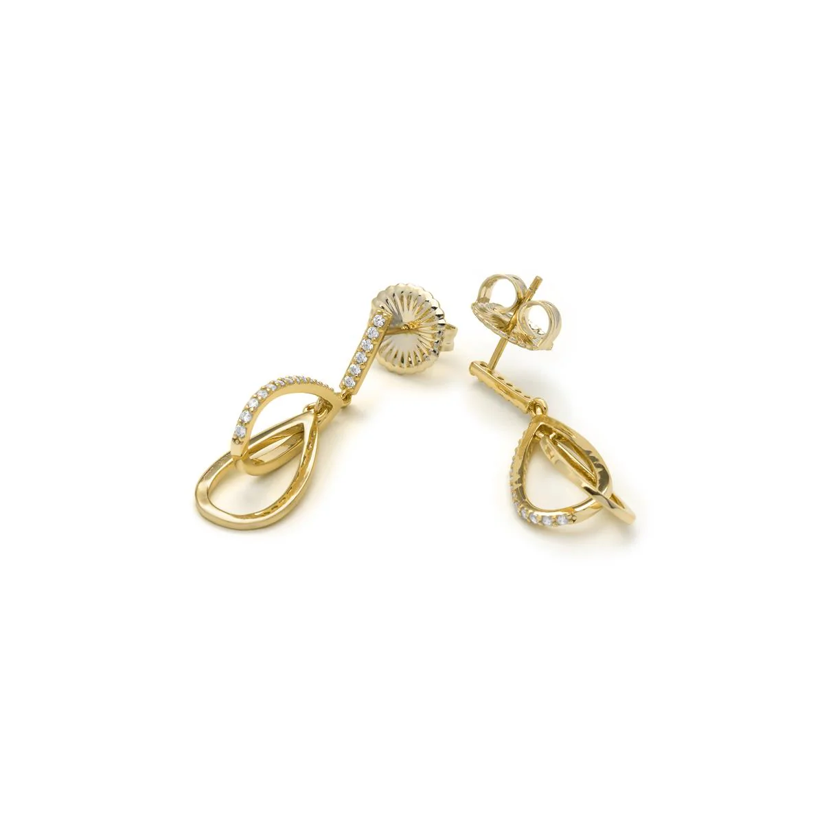 Pendientes de Plata de Ley 925 y Circonita Brillante acabado en oro amarillo - Garfu - Image 4