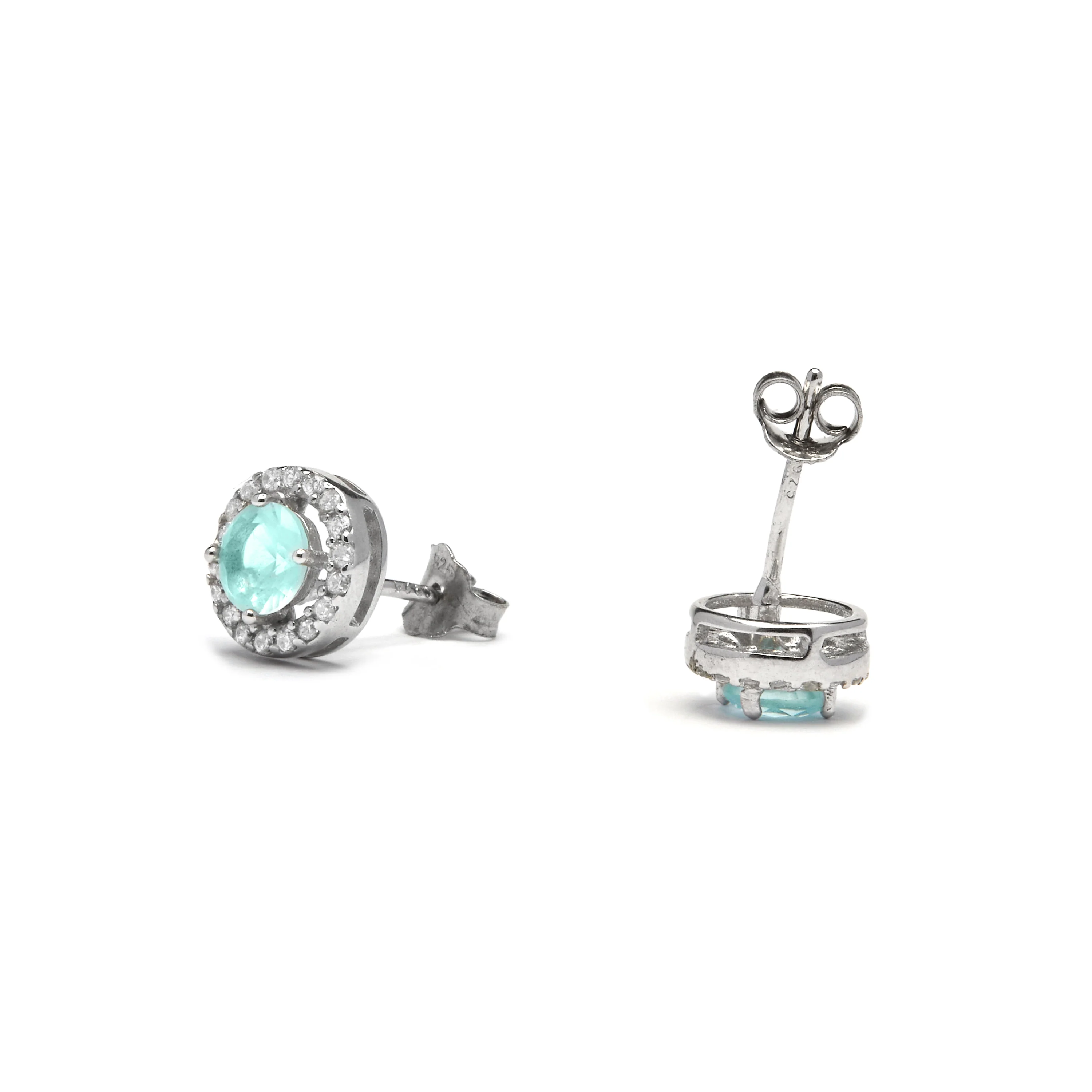 Pendientes de Plata de Ley 925 con Circonita Aguamarina acabados en rodio - Gema De Leyenda - Image 5