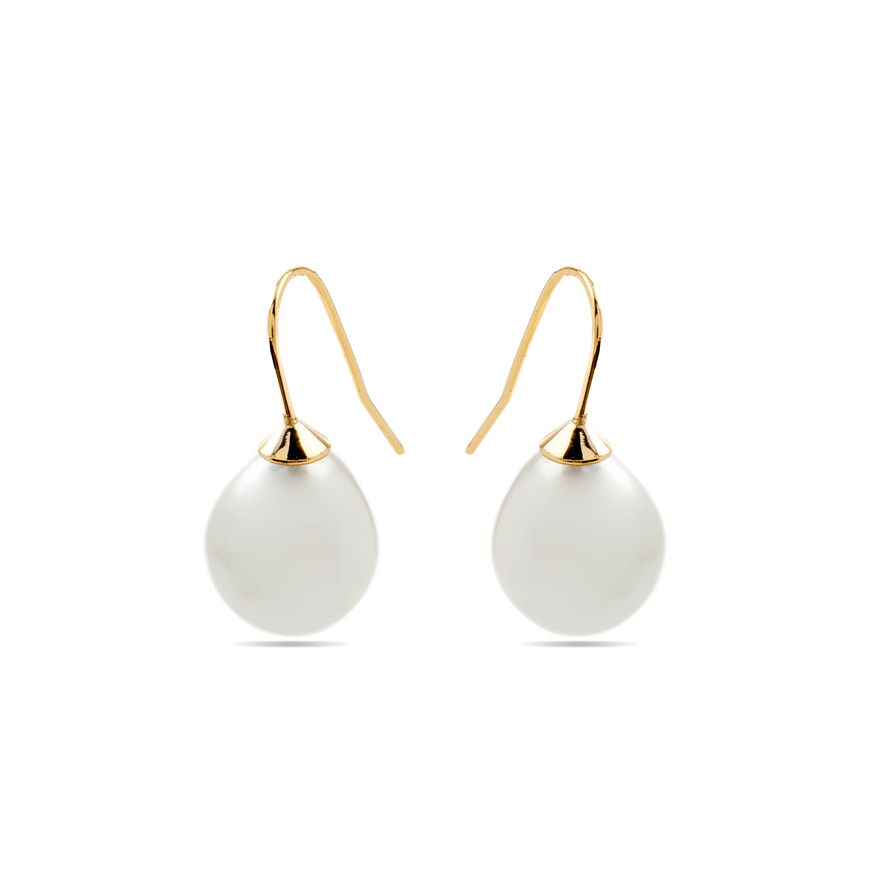 Pendientes con Perla Blanca acabado oro 18k - Gesis - Image 3