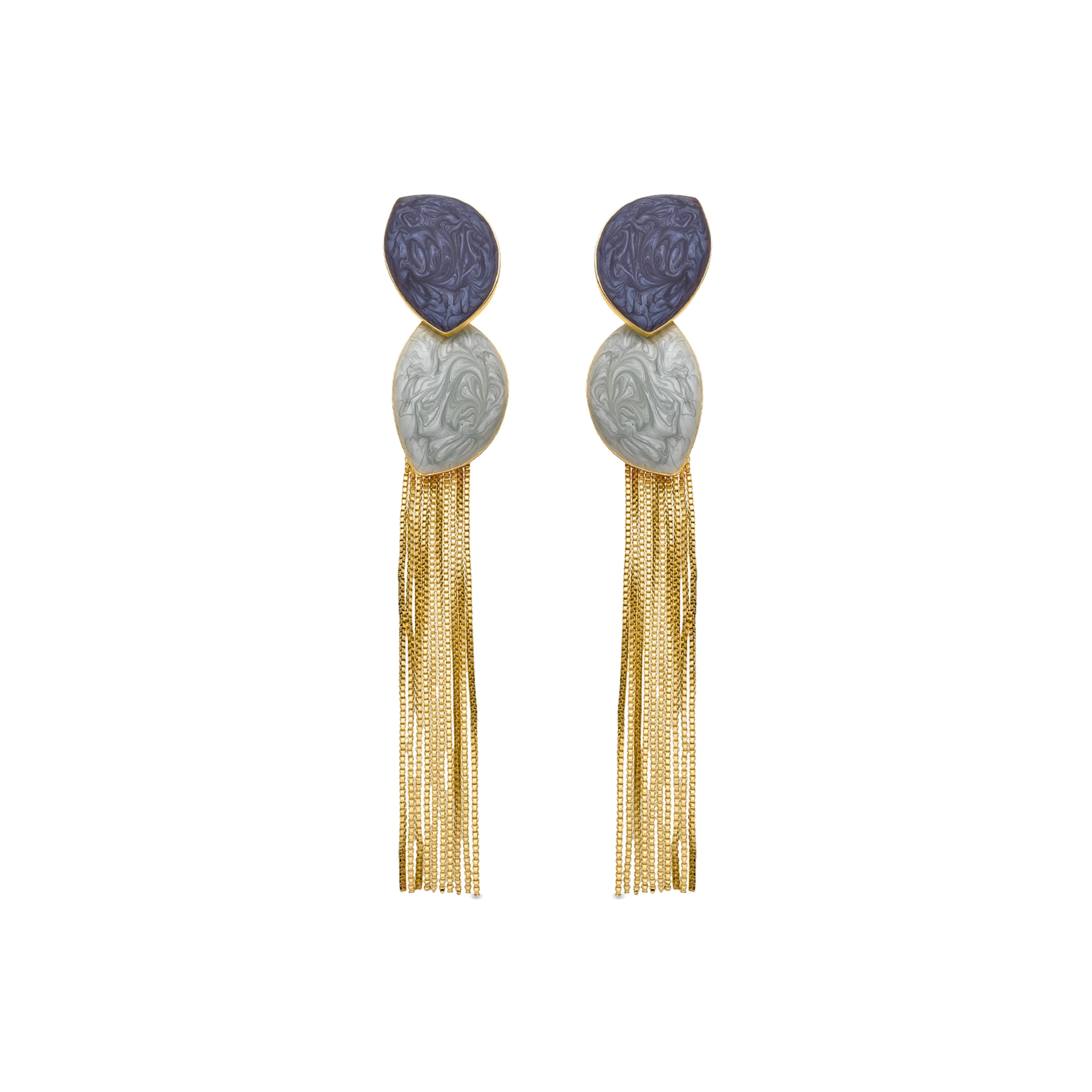 Pendientes con Lacado Azul acabado oro 18k - Gori