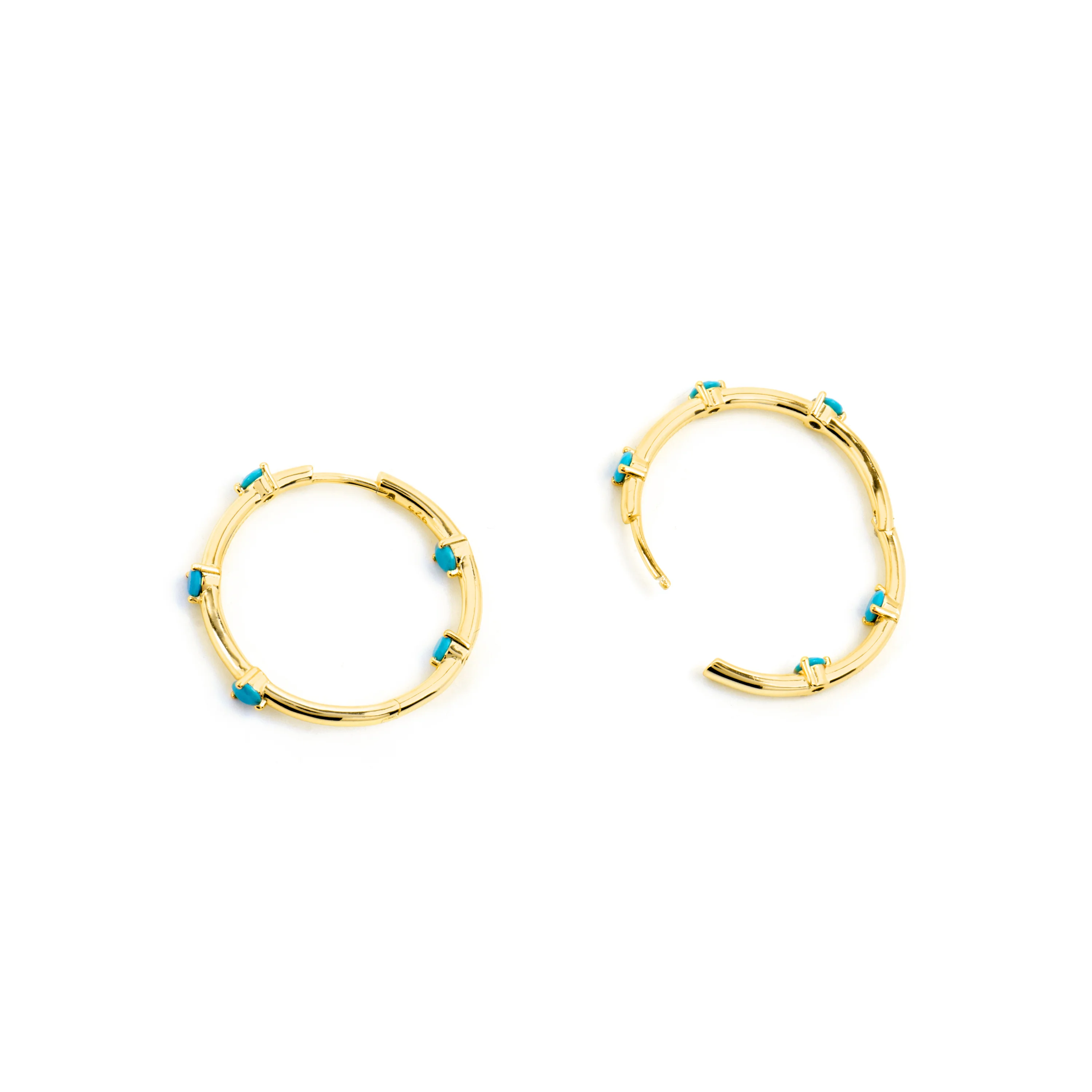 Pendientes de Plata de Ley 925 y Turquesa acabado oro amarillo de 18k Grukma - Image 5