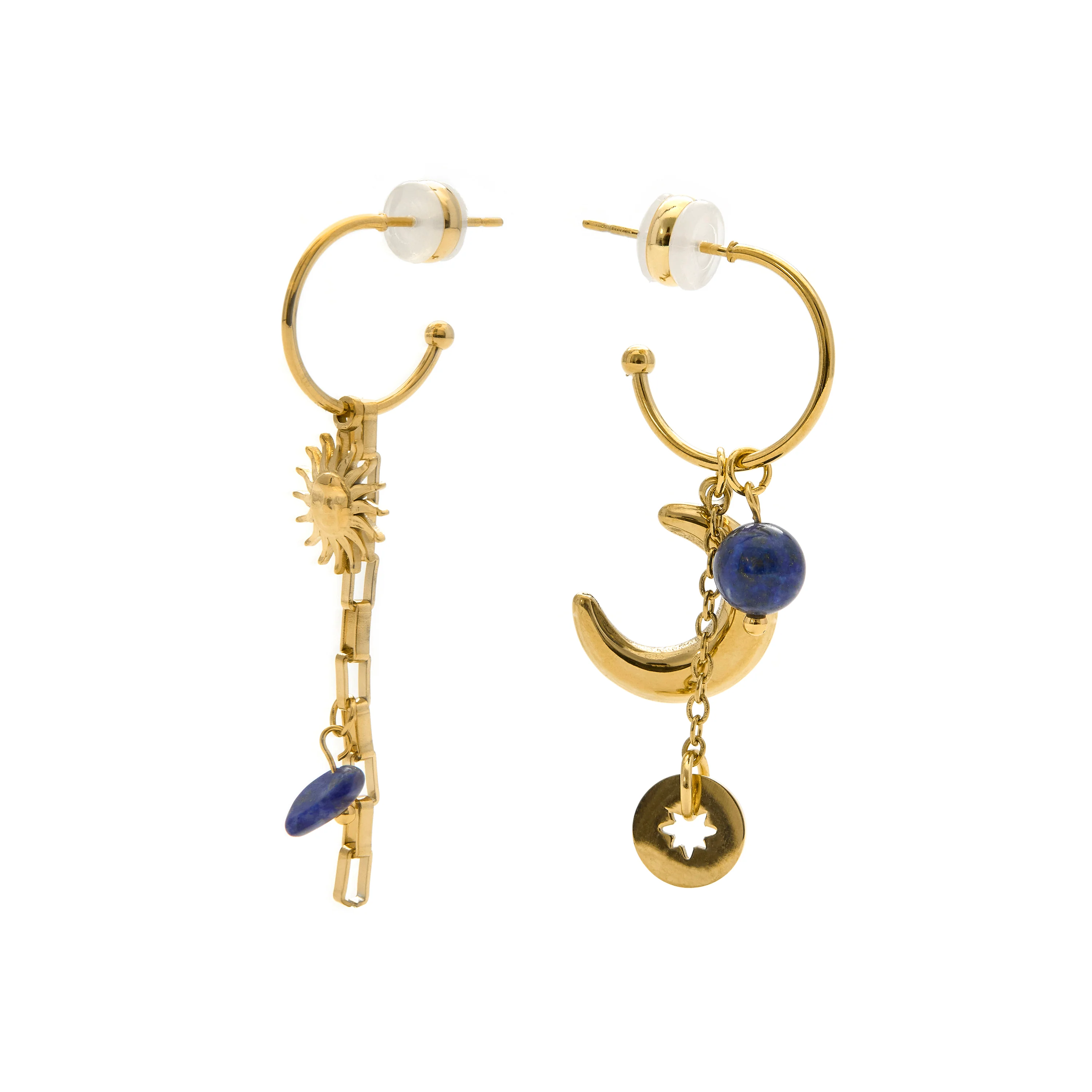 Pendientes de Cristal Azul acabado en oro amarillo 18k - Gud - Image 3