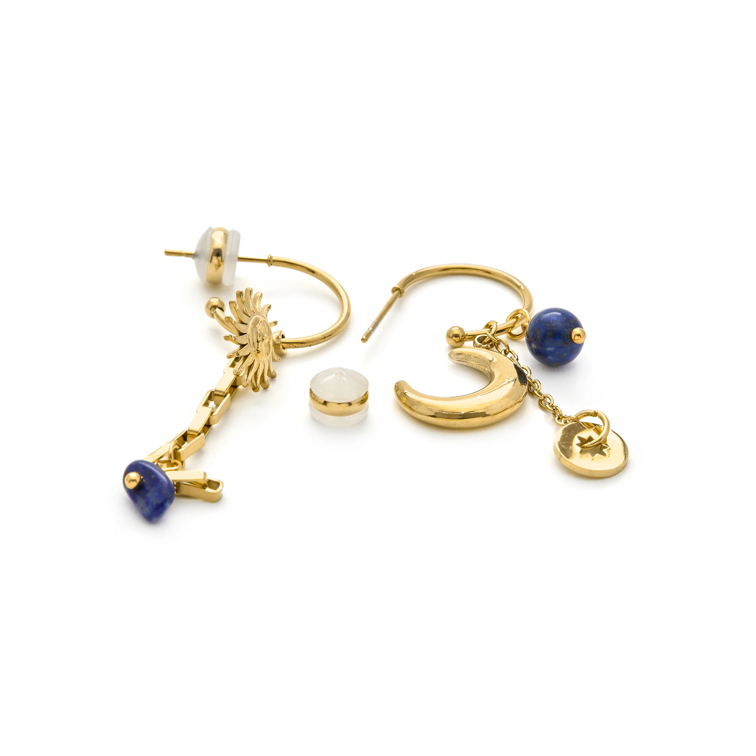 Pendientes de Cristal Azul acabado en oro amarillo 18k - Gud - Image 5