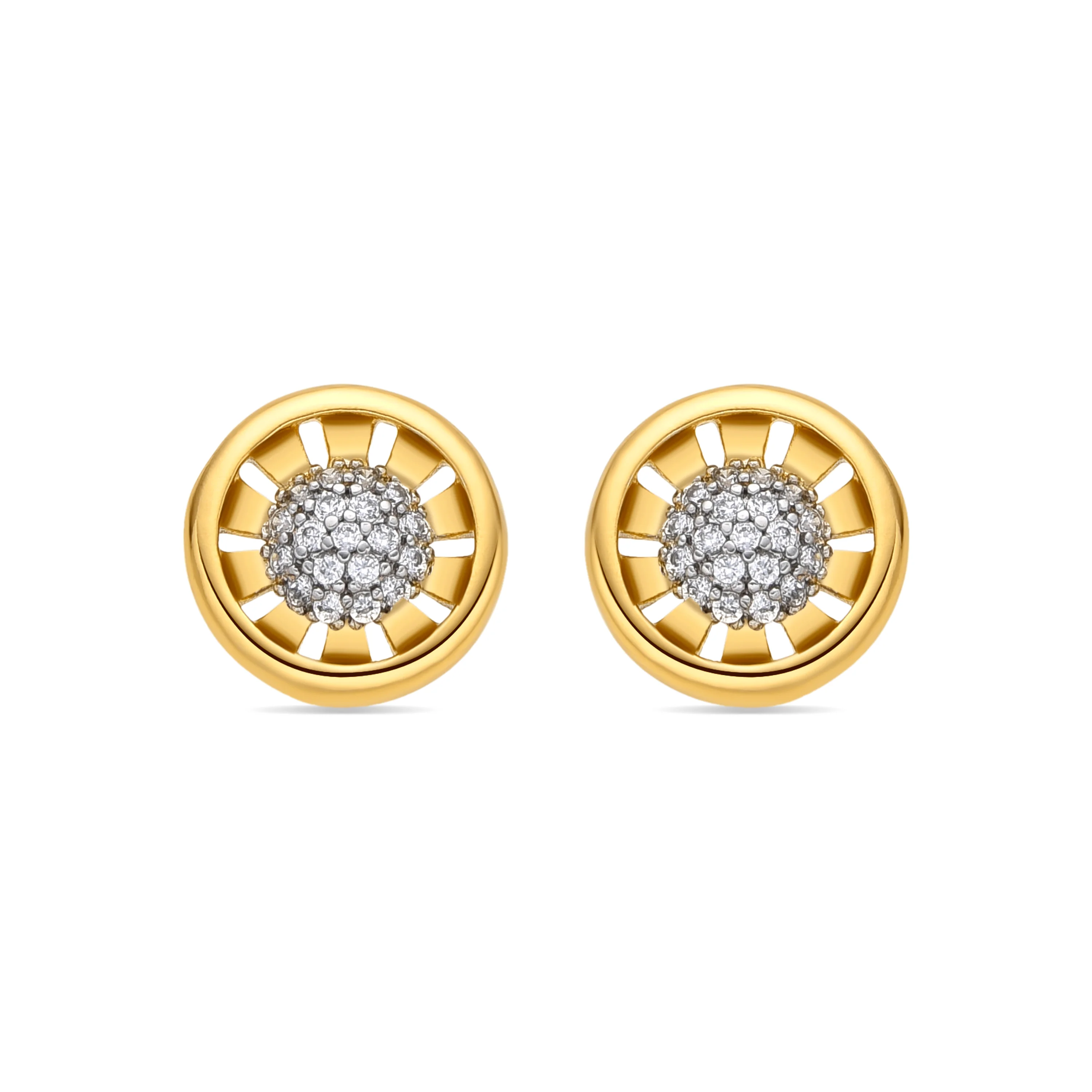 Pendientes acabado oro amarillo de 18k y Circonita Brillante - Guhux