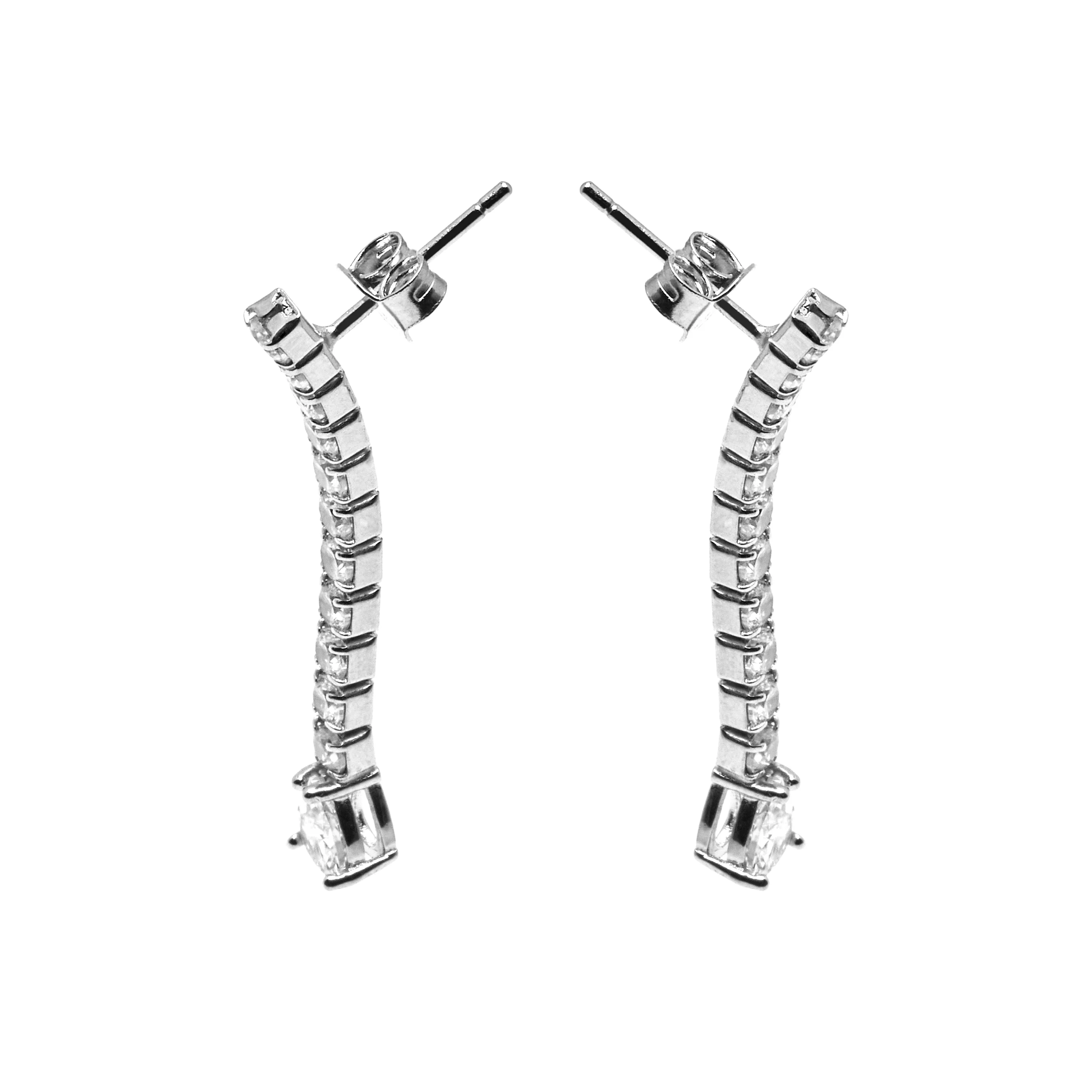Pendientes de Plata de Ley 925 con Circonita Brillante acabados en rodio - Guoi - Image 3