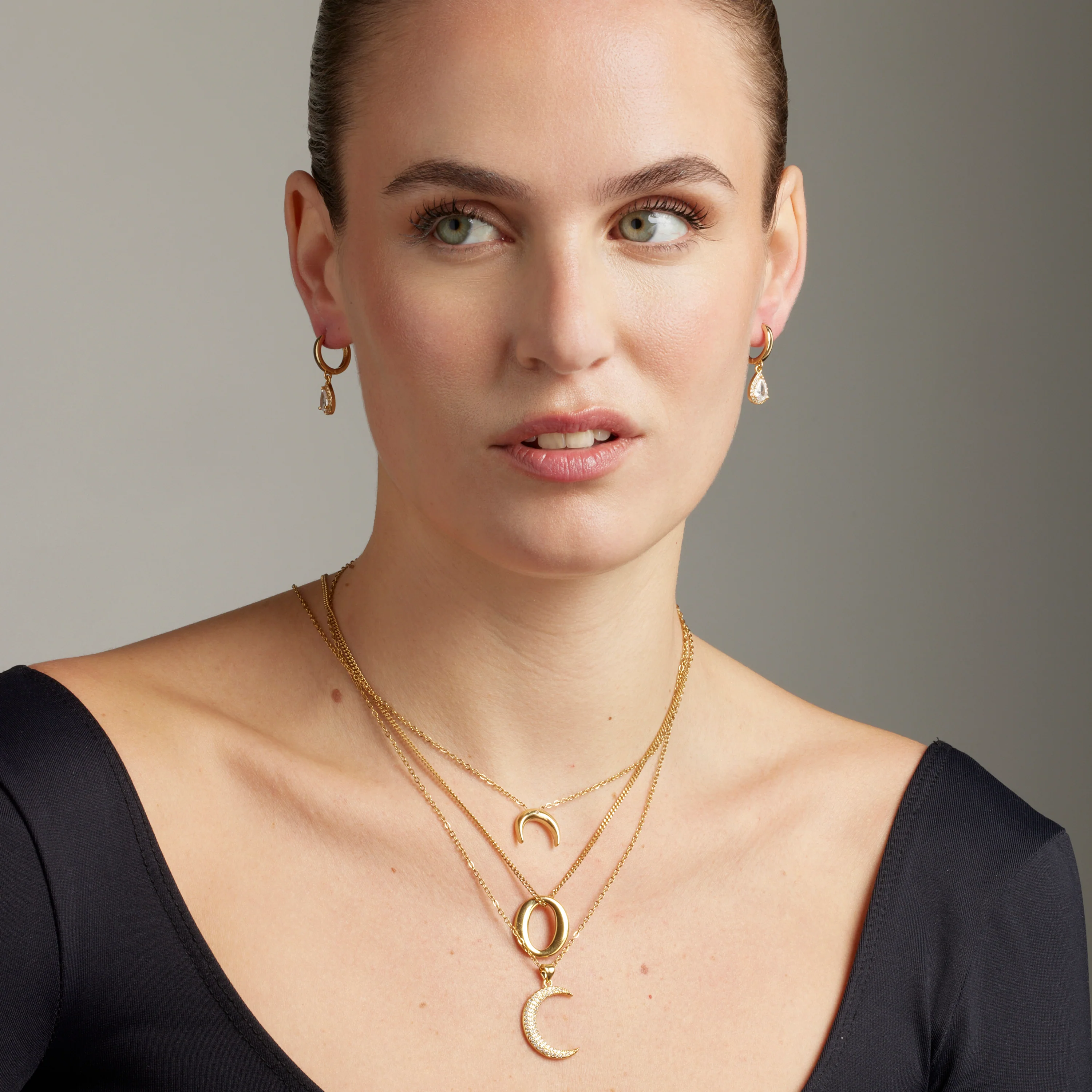 Pendientes de Circonita Brillante acabados en oro amarillo 18K - Hade - Image 2