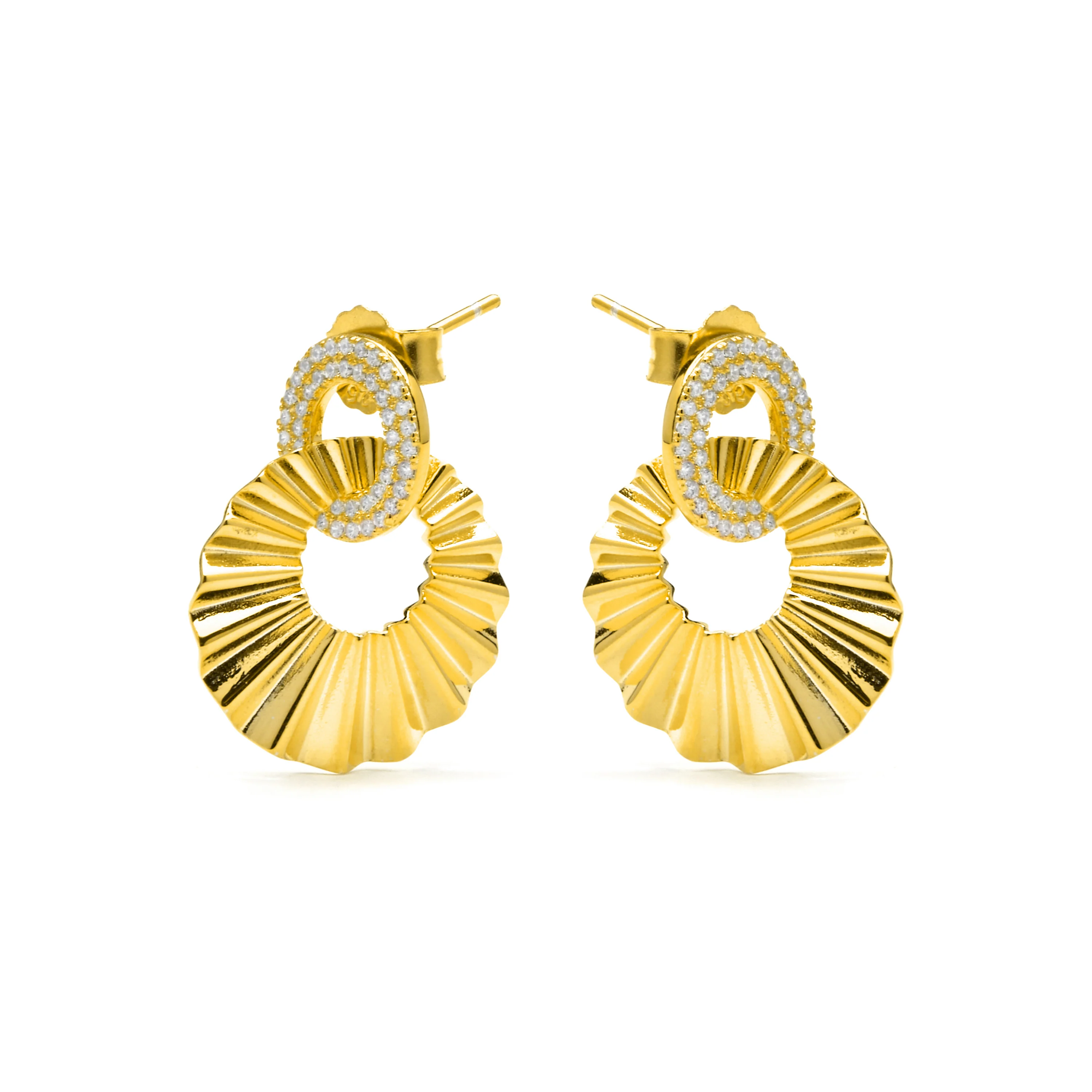 Pendientes de Plata de Ley 925 y Circonita Brillante acabado oro amarillo de 18k - Hafa - Image 3