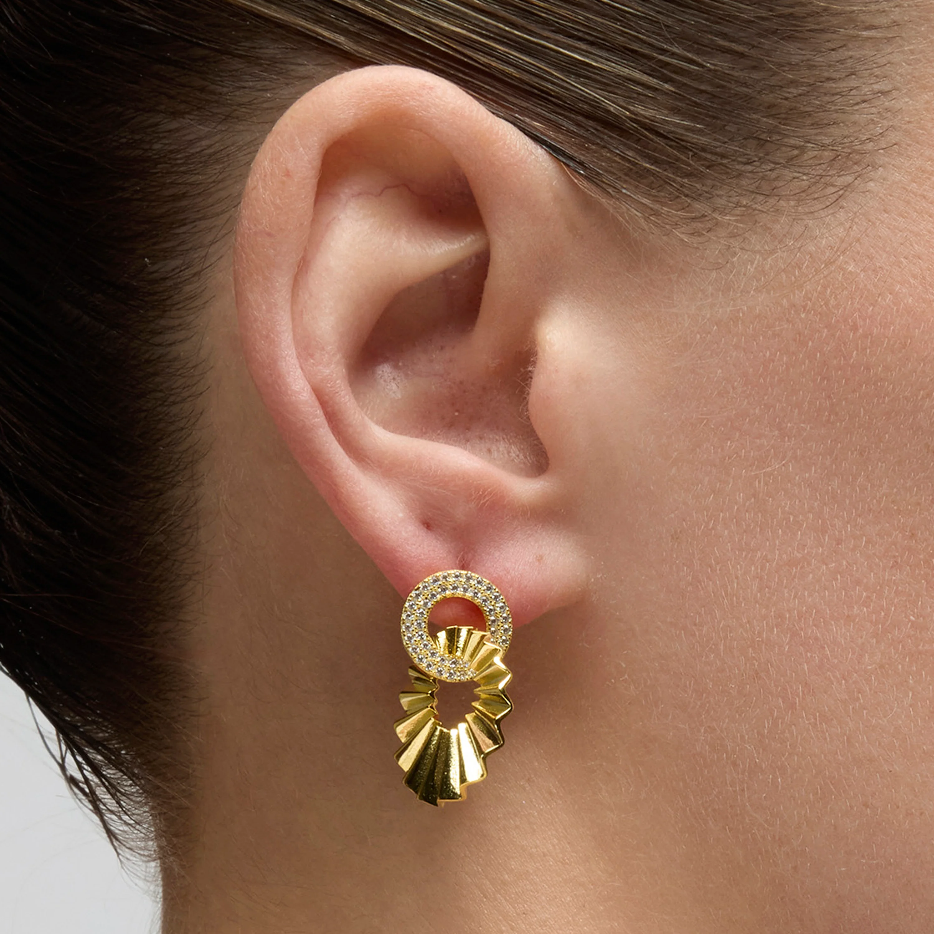 Pendientes de Plata de Ley 925 y Circonita Brillante acabado oro amarillo de 18k - Hafa - Image 4