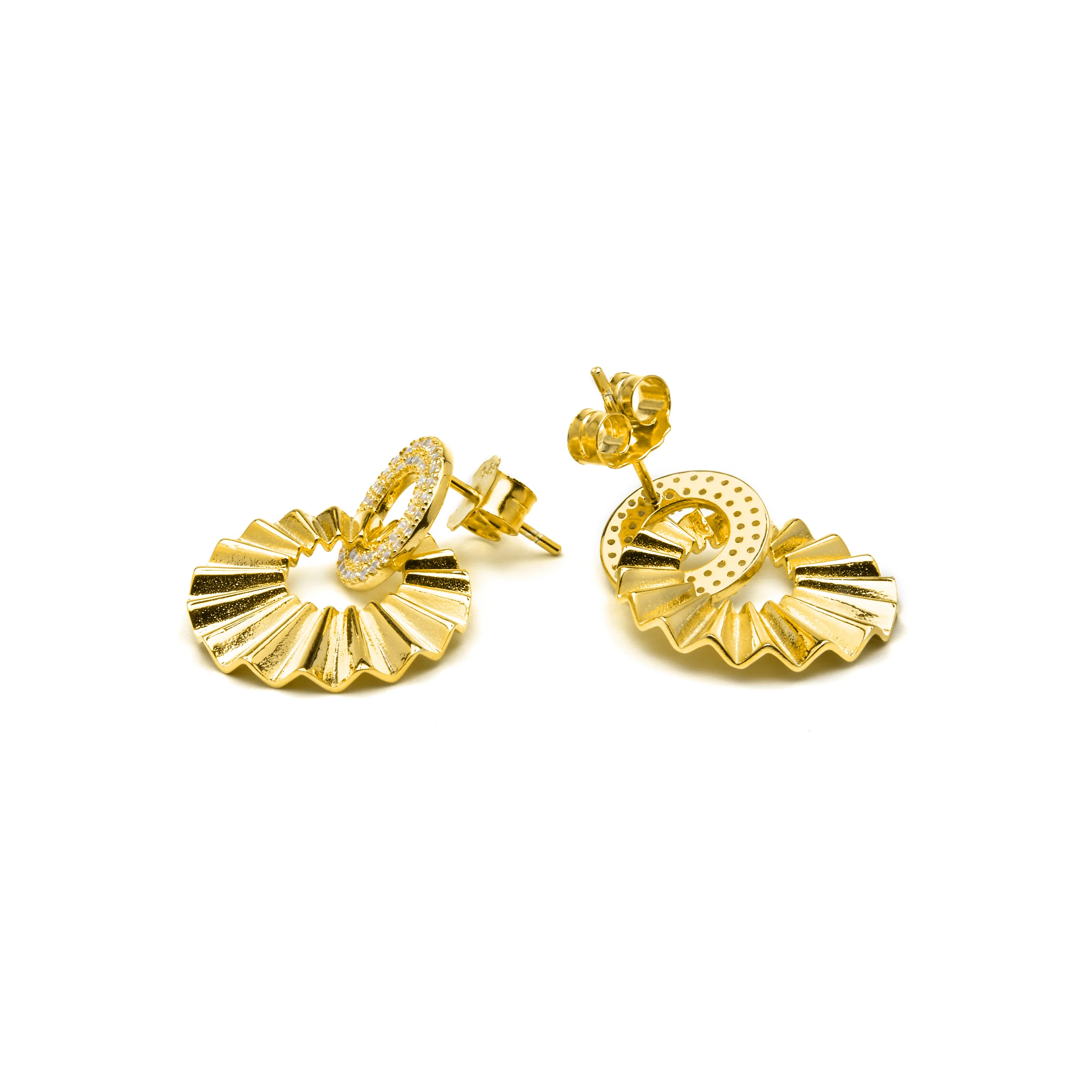 Pendientes de Plata de Ley 925 y Circonita Brillante acabado oro amarillo de 18k - Hafa - Image 5