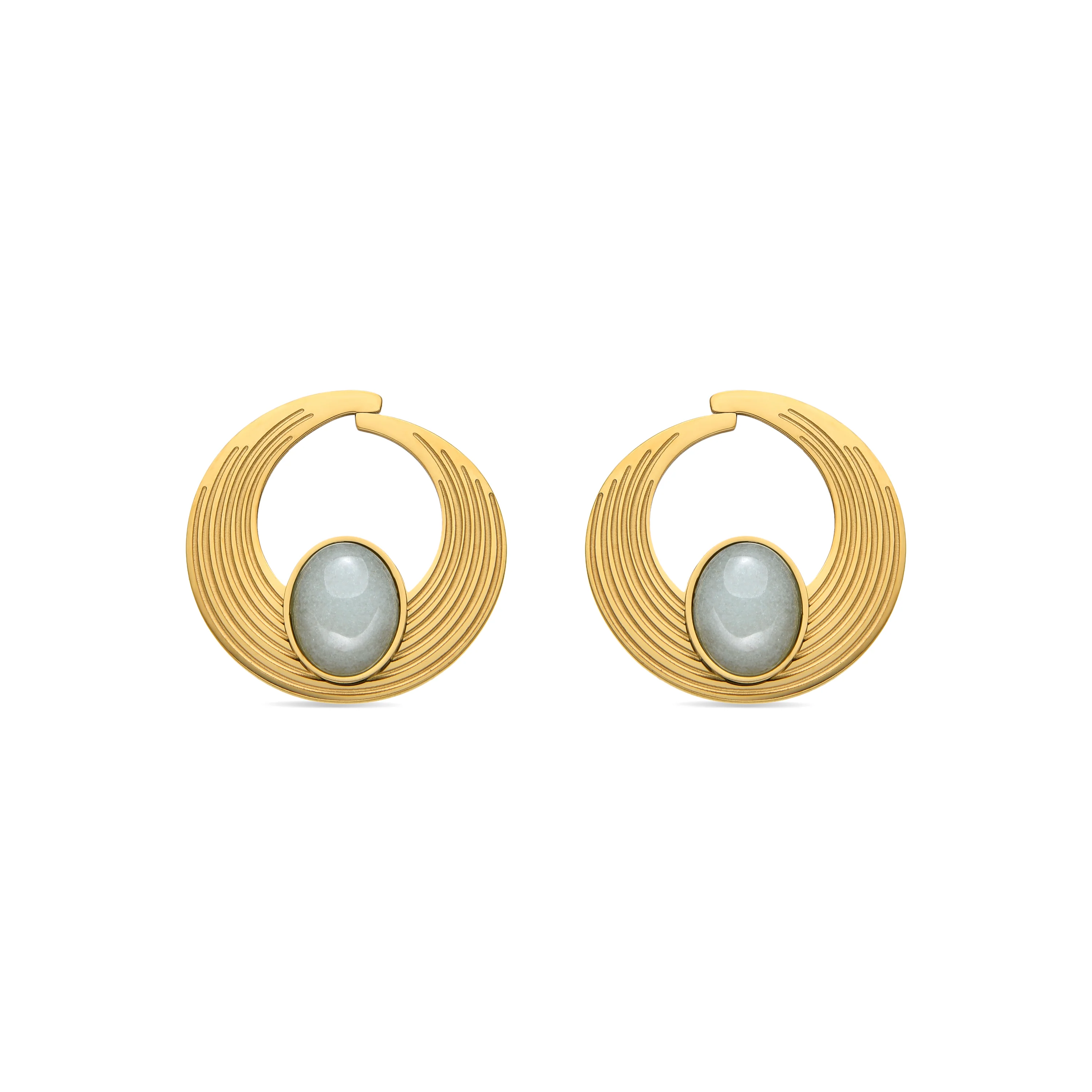 Pendientes con Amazonita acabado oro 18k - Halays