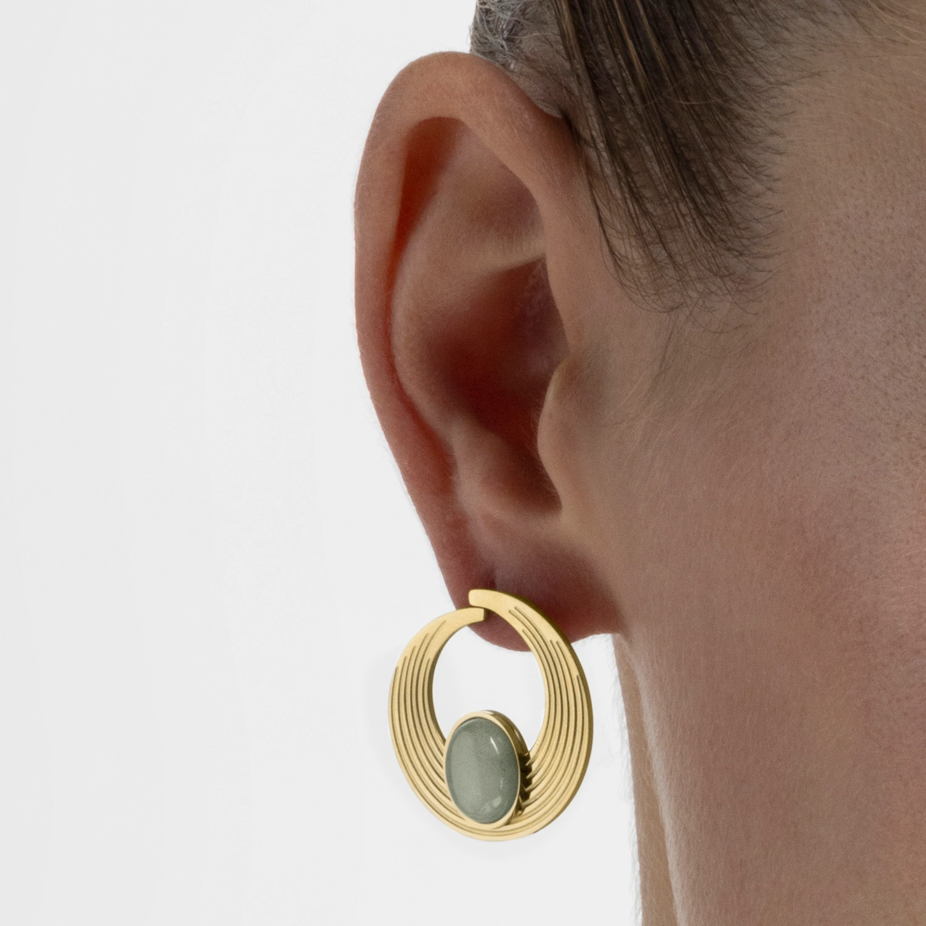 Pendientes con Amazonita acabado oro 18k - Halays - Image 3