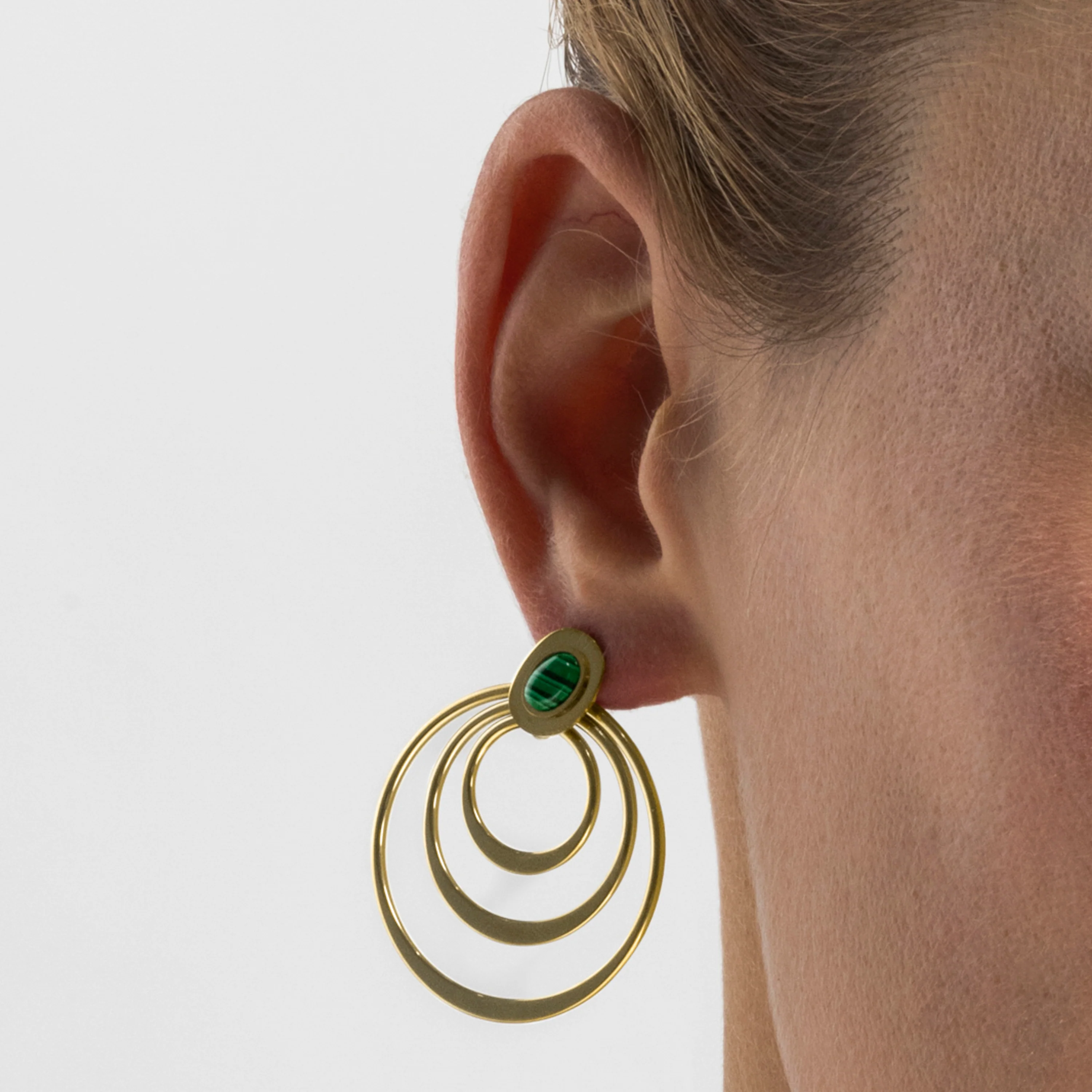 Pendientes con Malaquita acabado oro 18k - Hask - Image 3