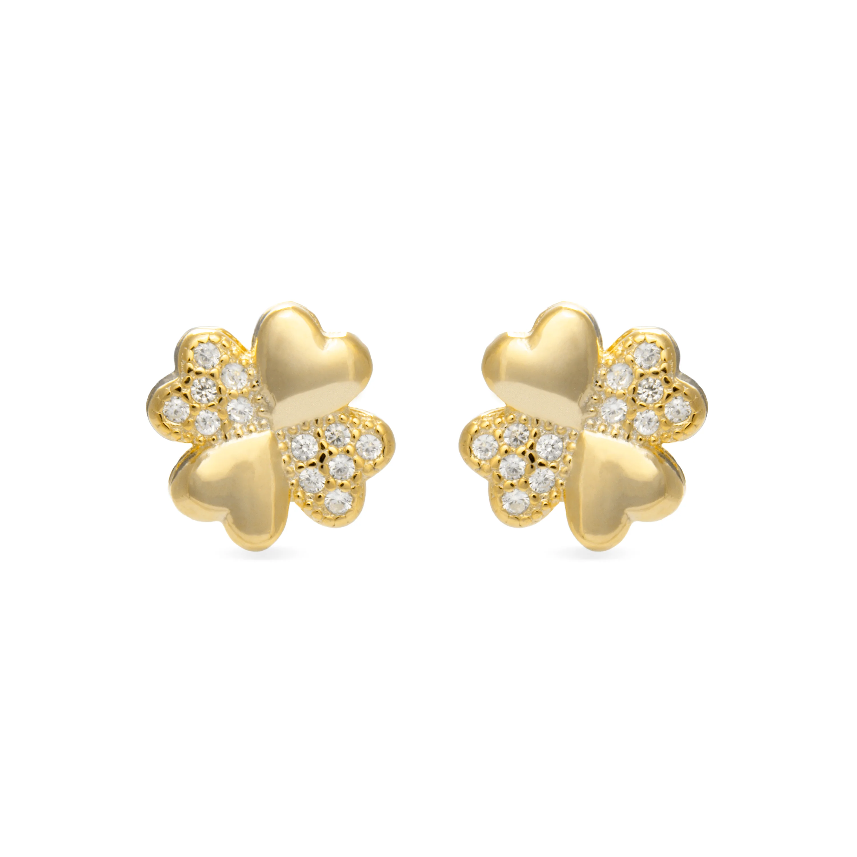 Pendientes de Plata de Ley 925 con Circonita Brillante acabados en oro amarillo 18K - Hatua