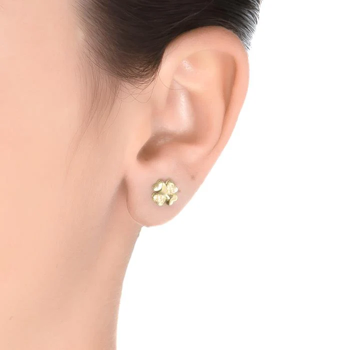Pendientes de Plata de Ley 925 con Circonita Brillante acabados en oro amarillo 18K - Hatua - Image 2