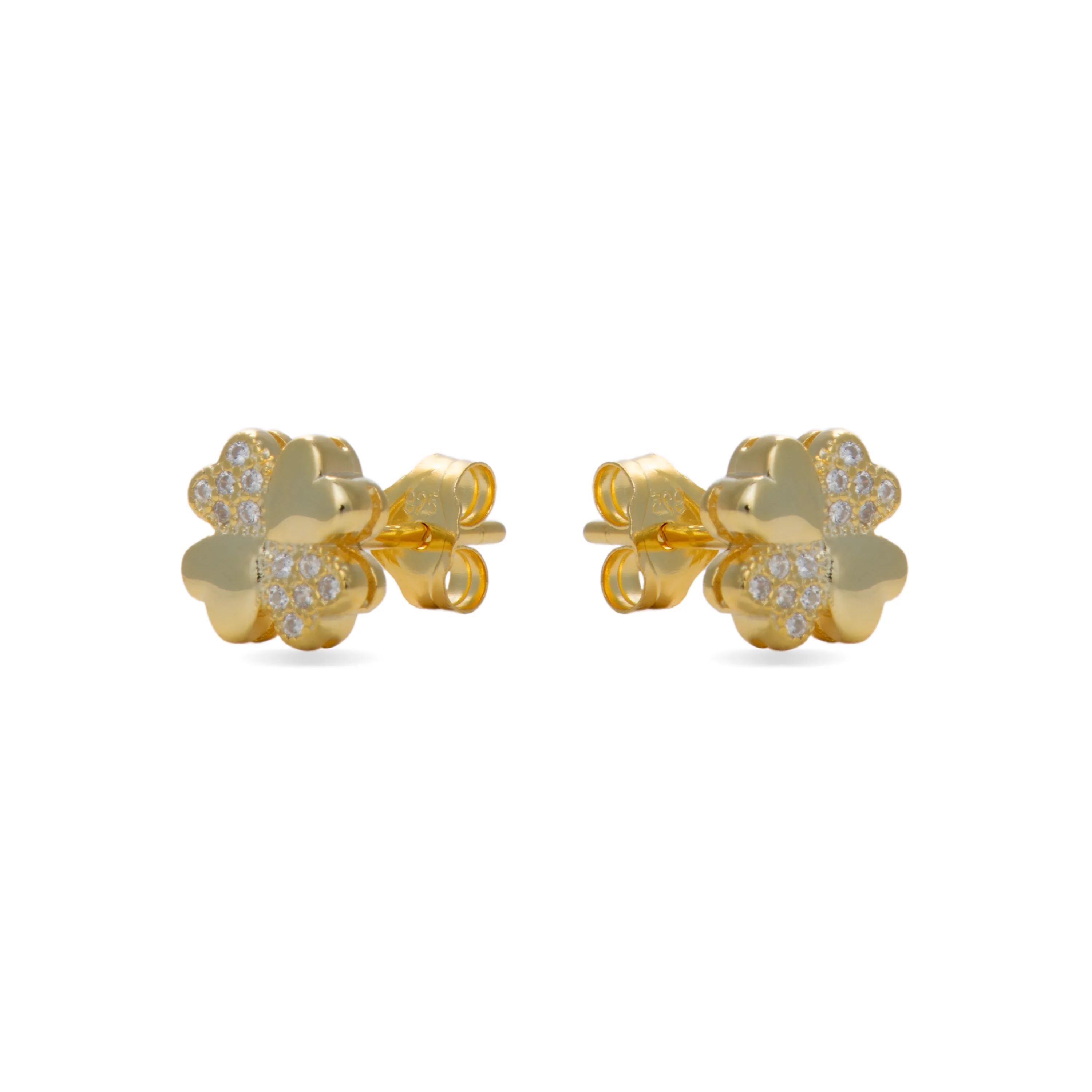 Pendientes de Plata de Ley 925 con Circonita Brillante acabados en oro amarillo 18K - Hatua - Image 3