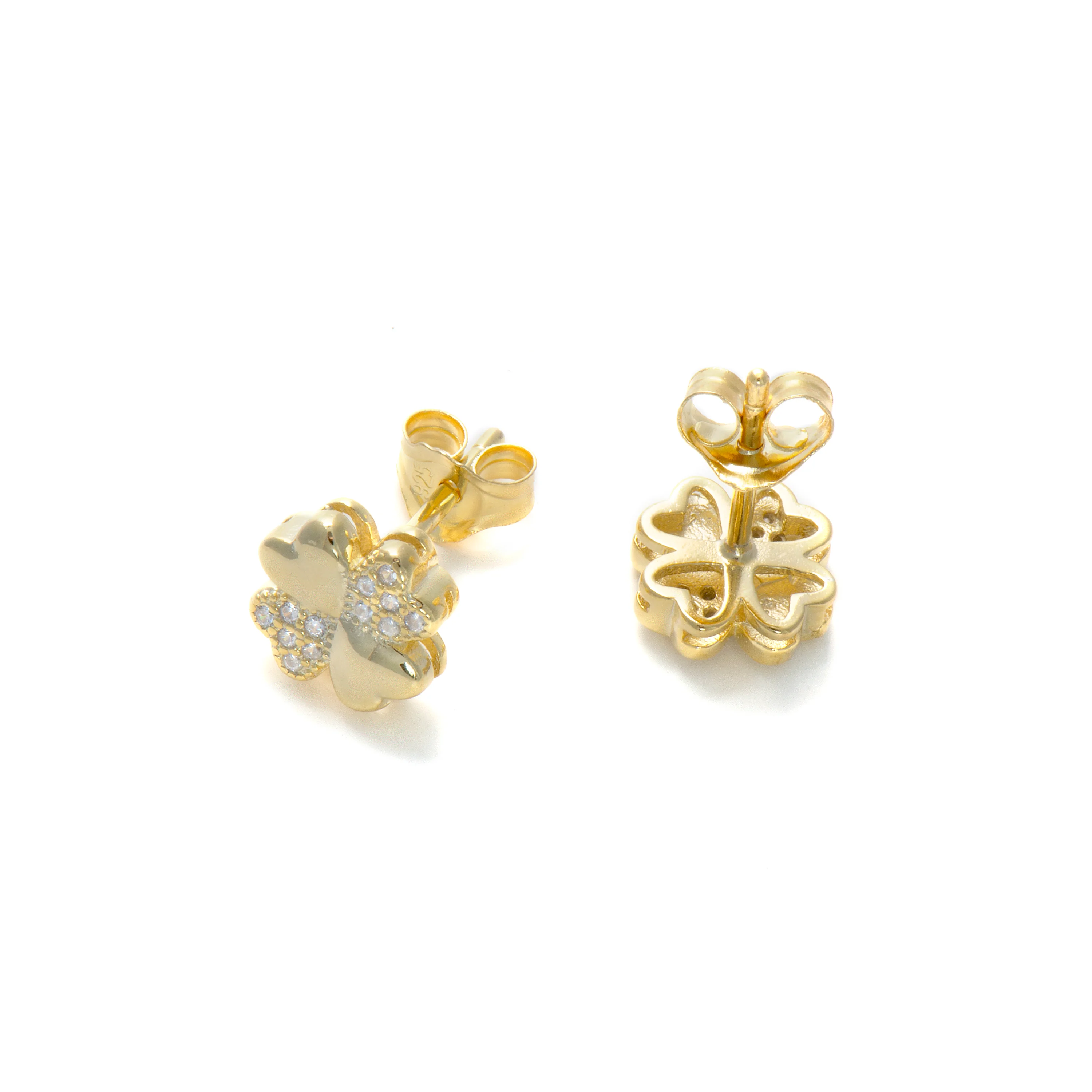Pendientes de Plata de Ley 925 con Circonita Brillante acabados en oro amarillo 18K - Hatua - Image 4