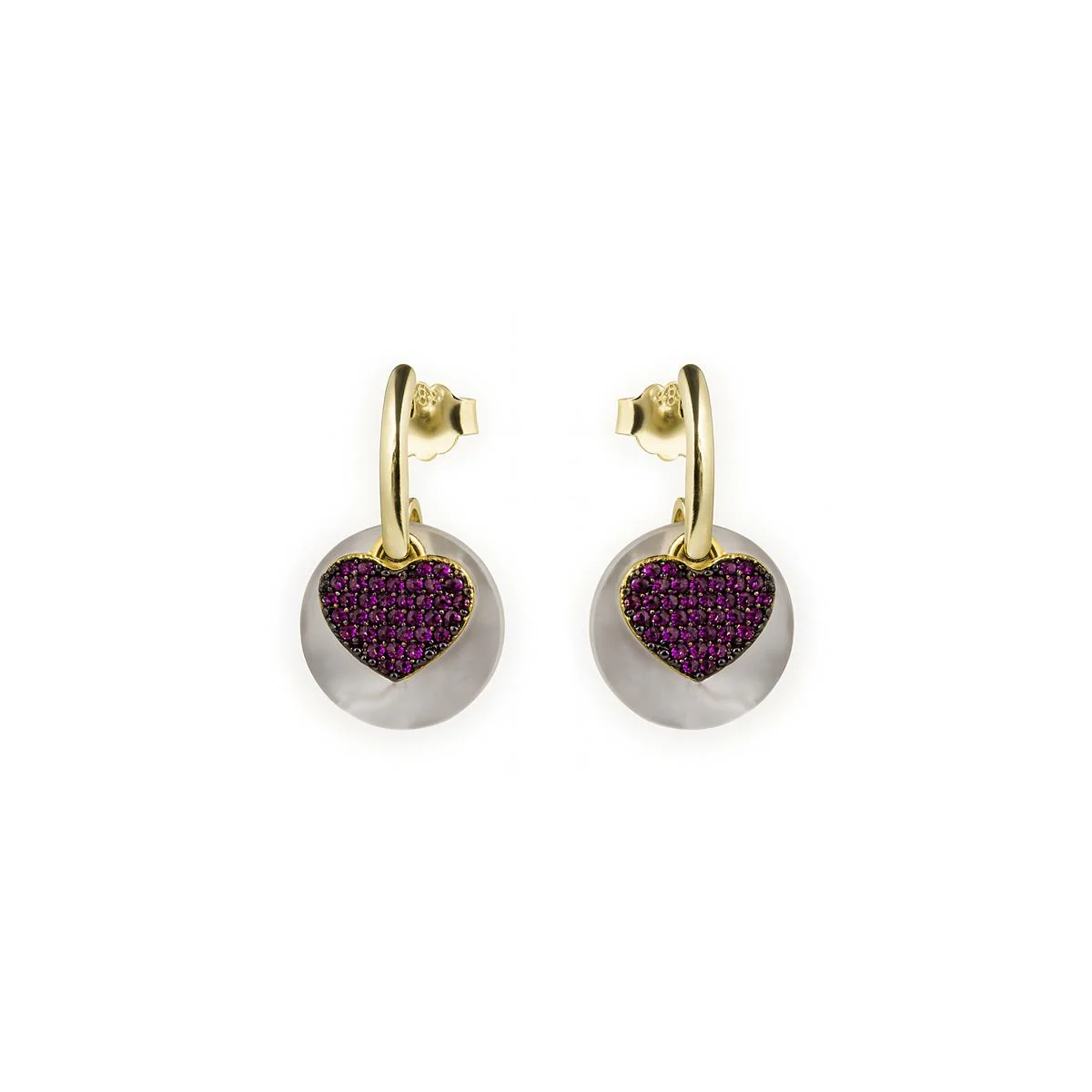 Pendientes Heart Plata de Ley 925 - Heart ROJO - Image 2