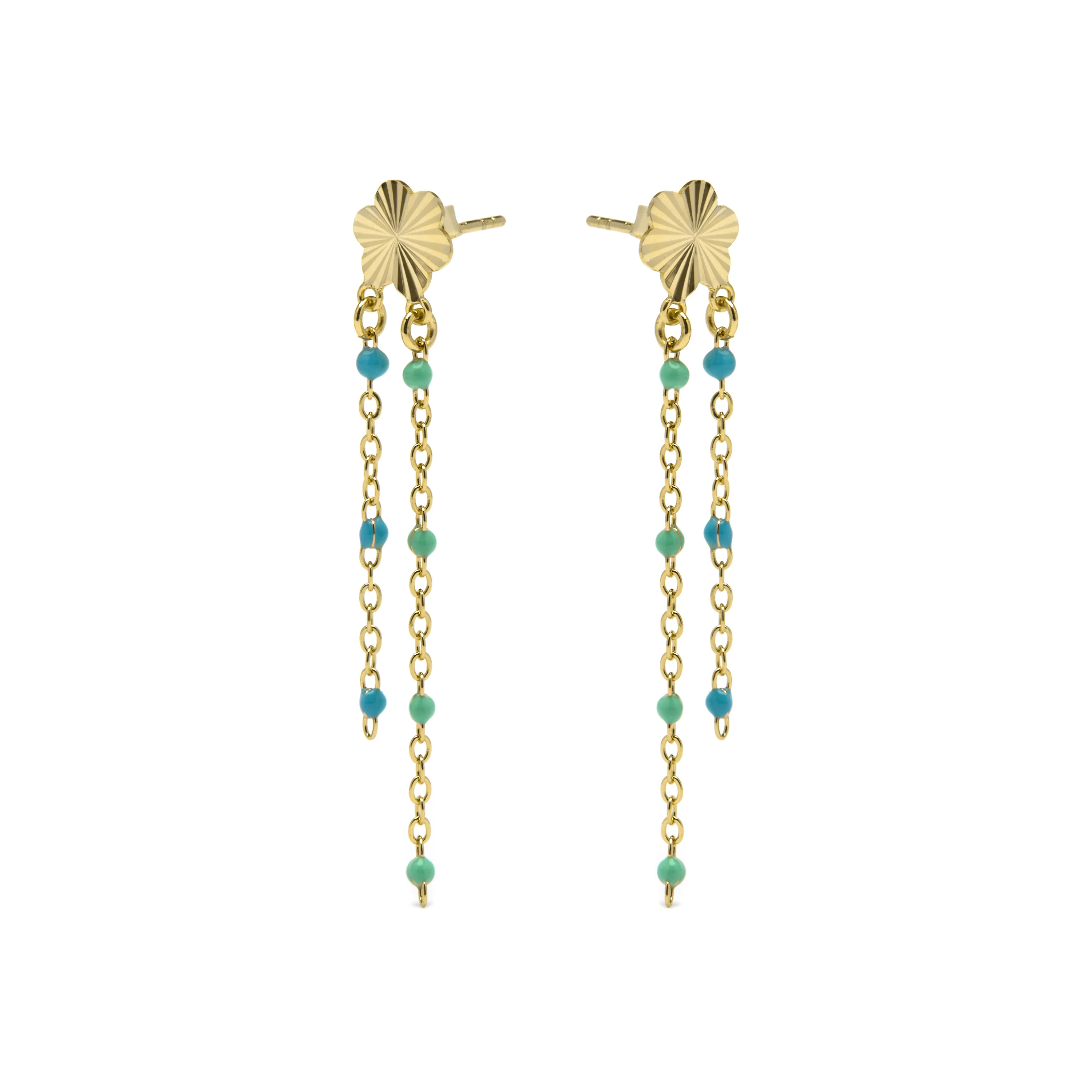 Pendientes de Plata de Ley 925 y Lacado Azul acabado oro amarillo de 18k - Hemi - Image 3