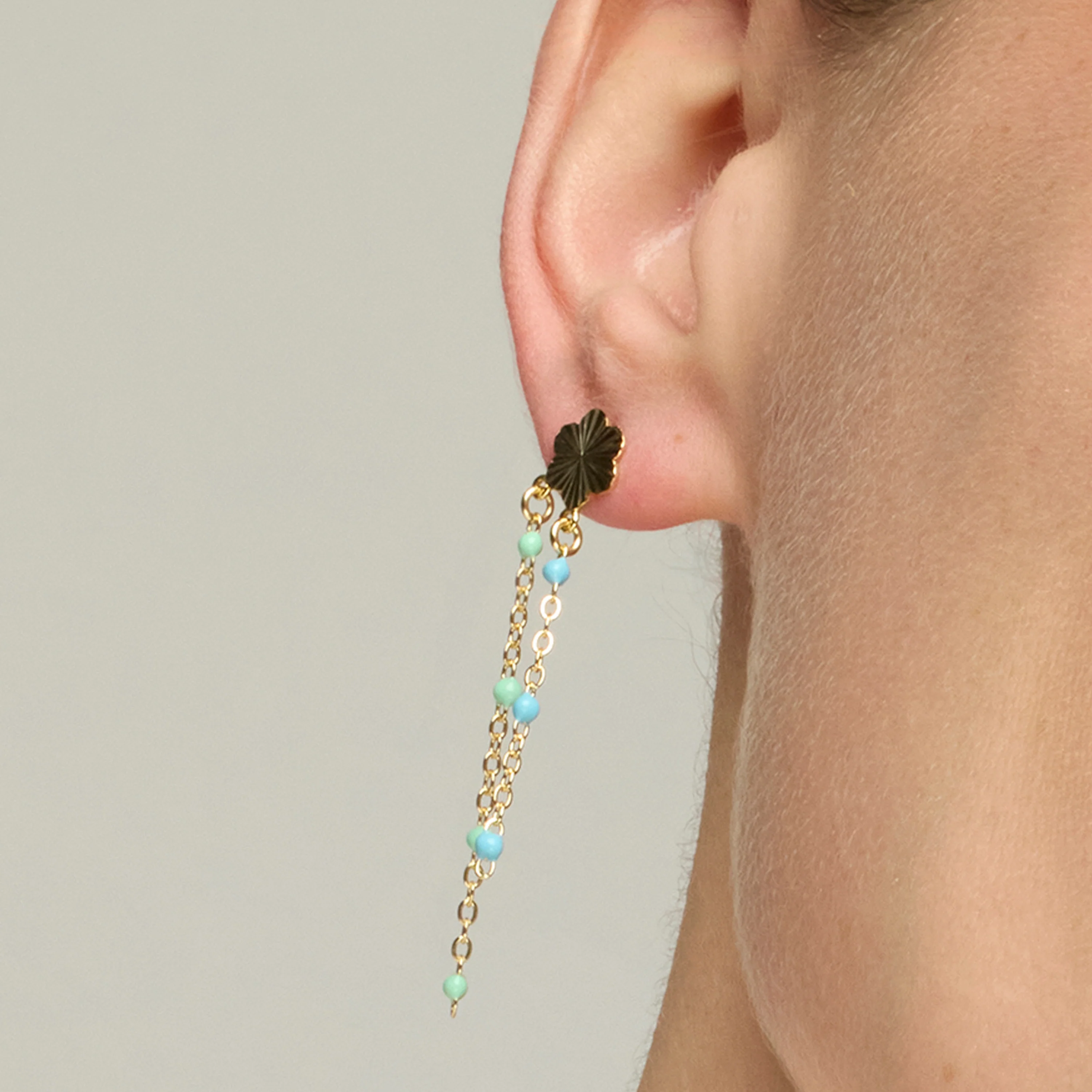 Pendientes de Plata de Ley 925 y Lacado Azul acabado oro amarillo de 18k - Hemi - Image 4